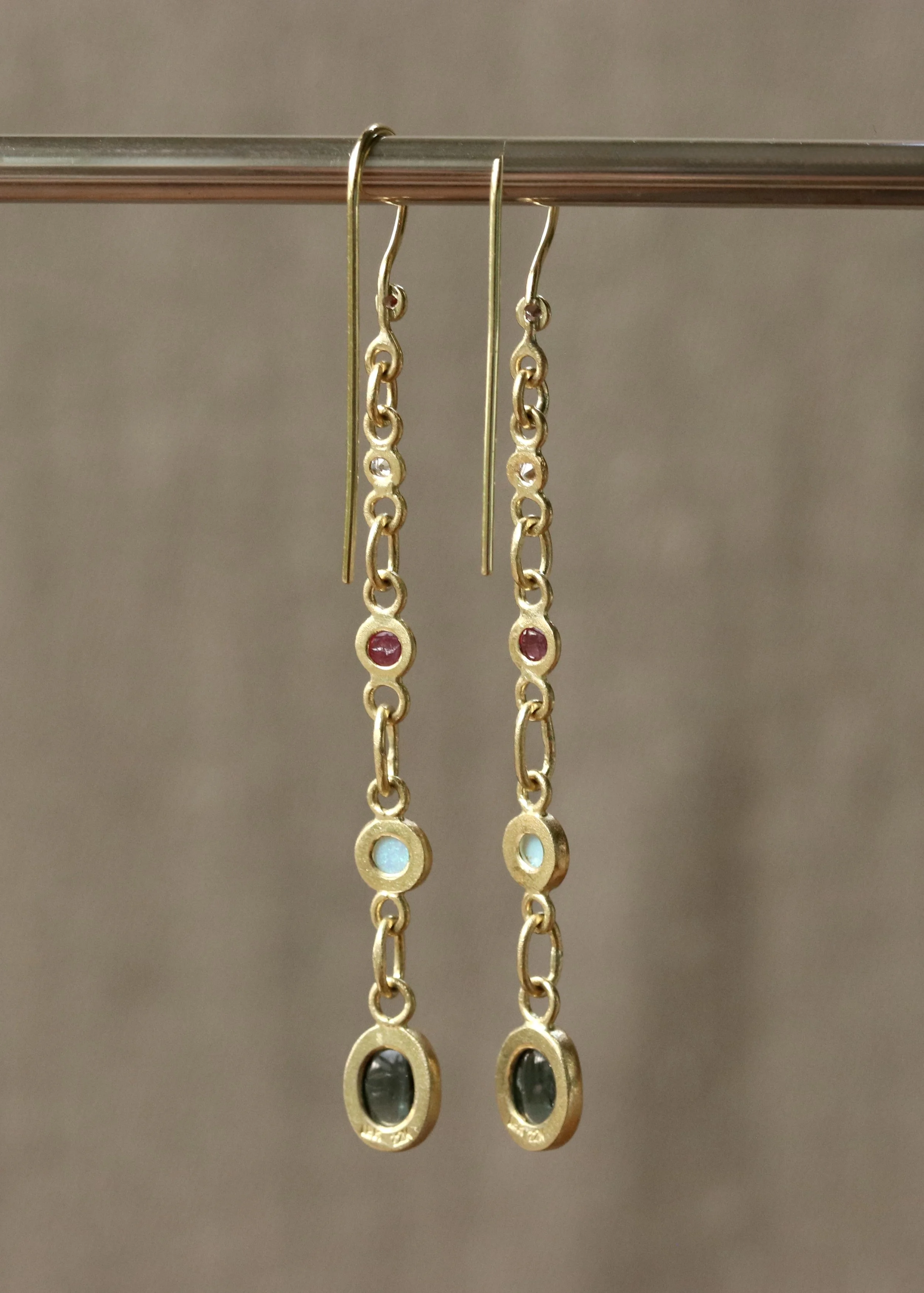 Spinel Medley Link Earrings in 22k & 18k Gold