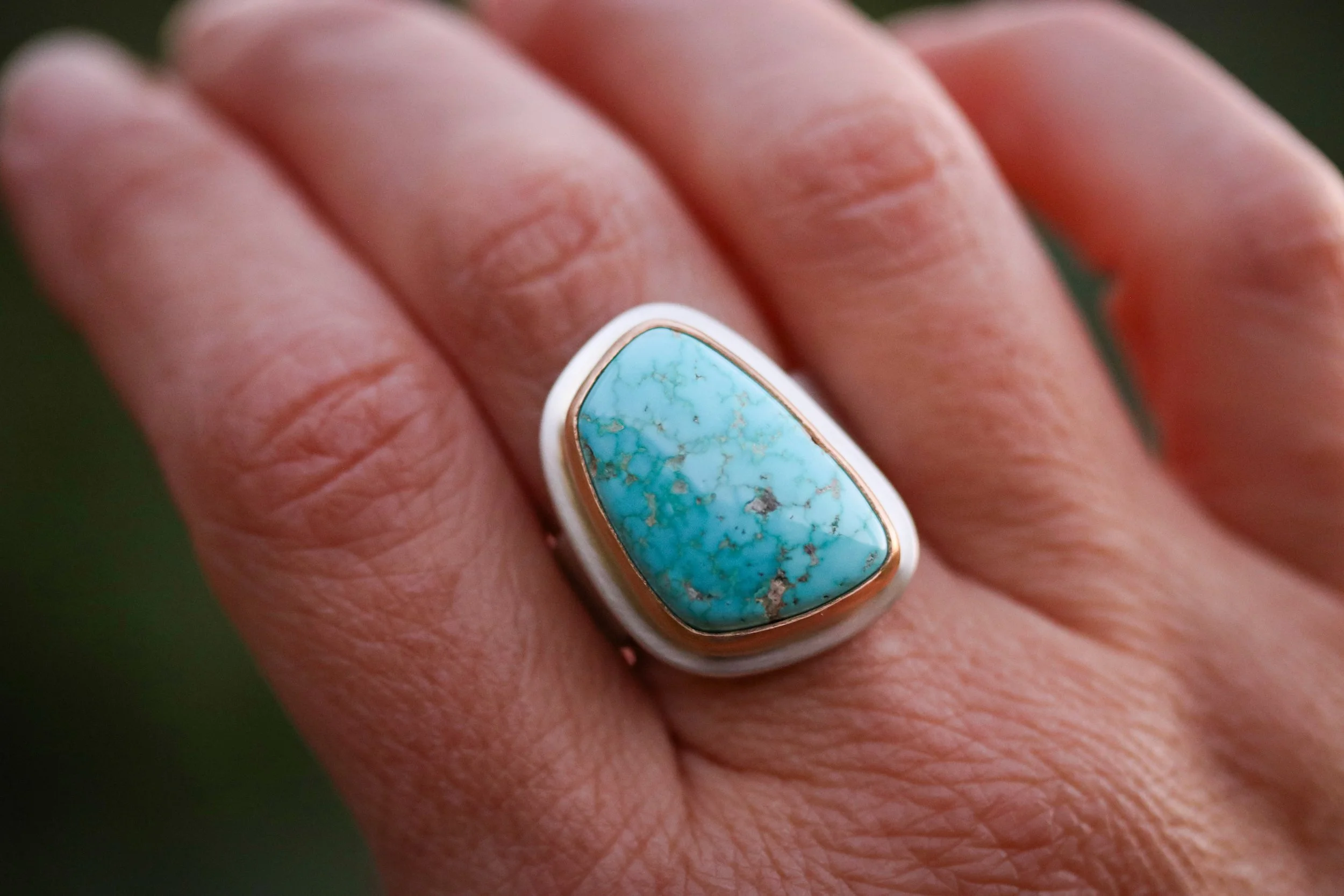 Asymmetrical Turquoise Big Sur Classic Ring