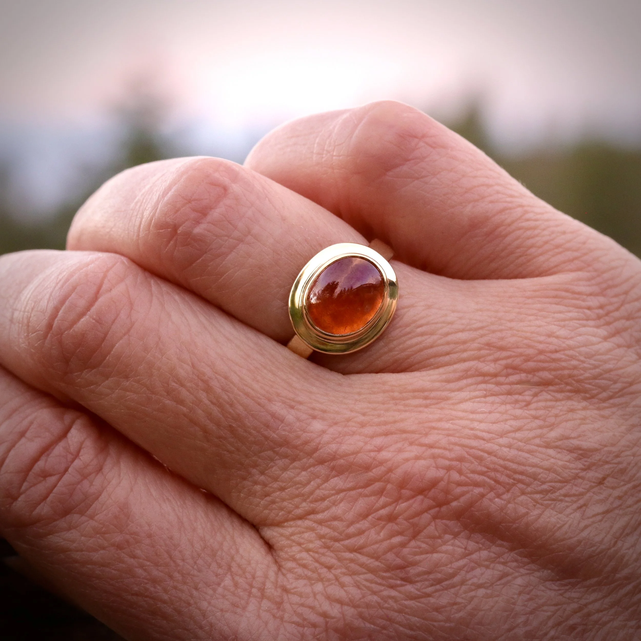 Mandarin Garnet Ring in 22K & 18K Gold by Big Sur Goldsmiths