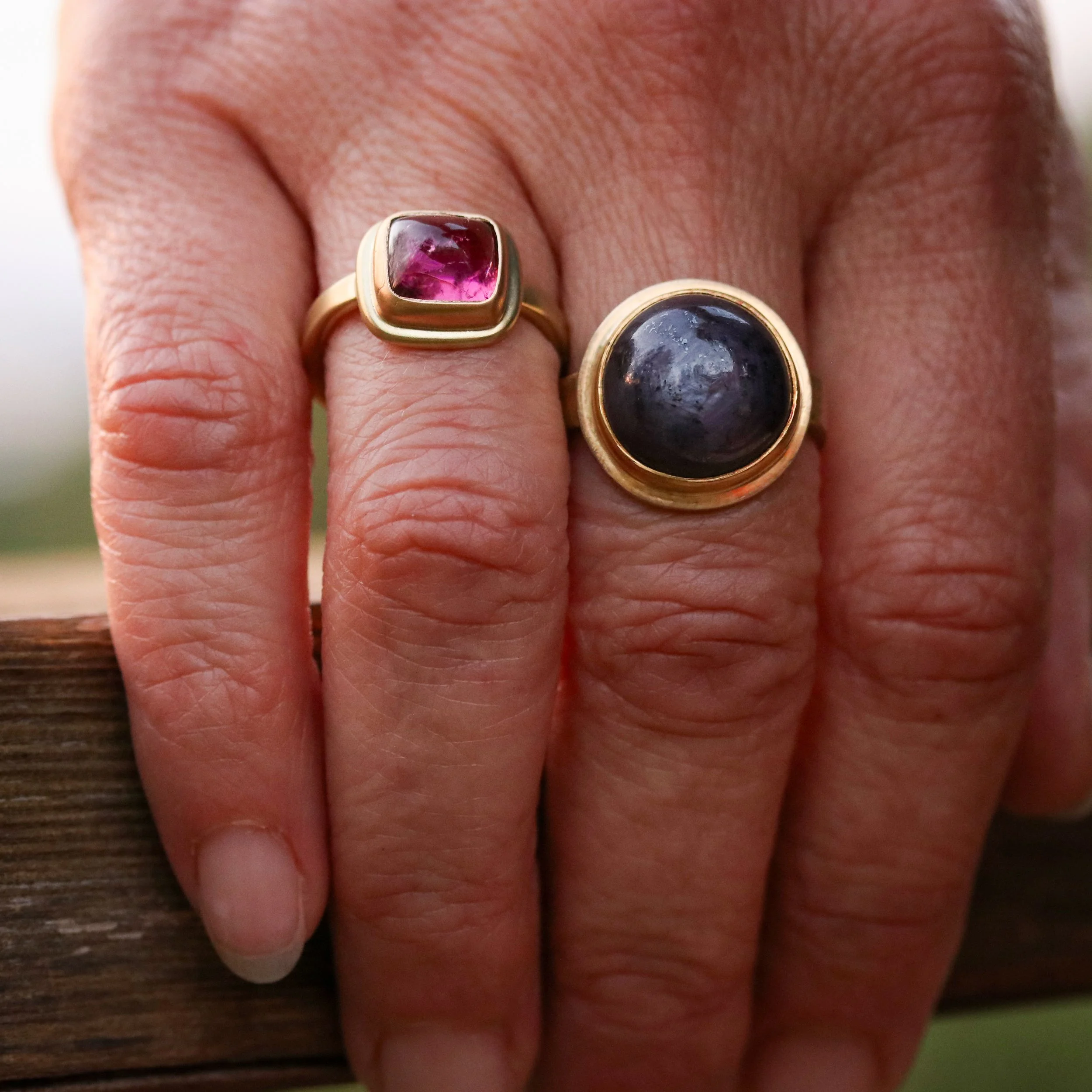 Pink Tourmaline Ring in 22k & 18k Gold by Big Sur Goldsmiths