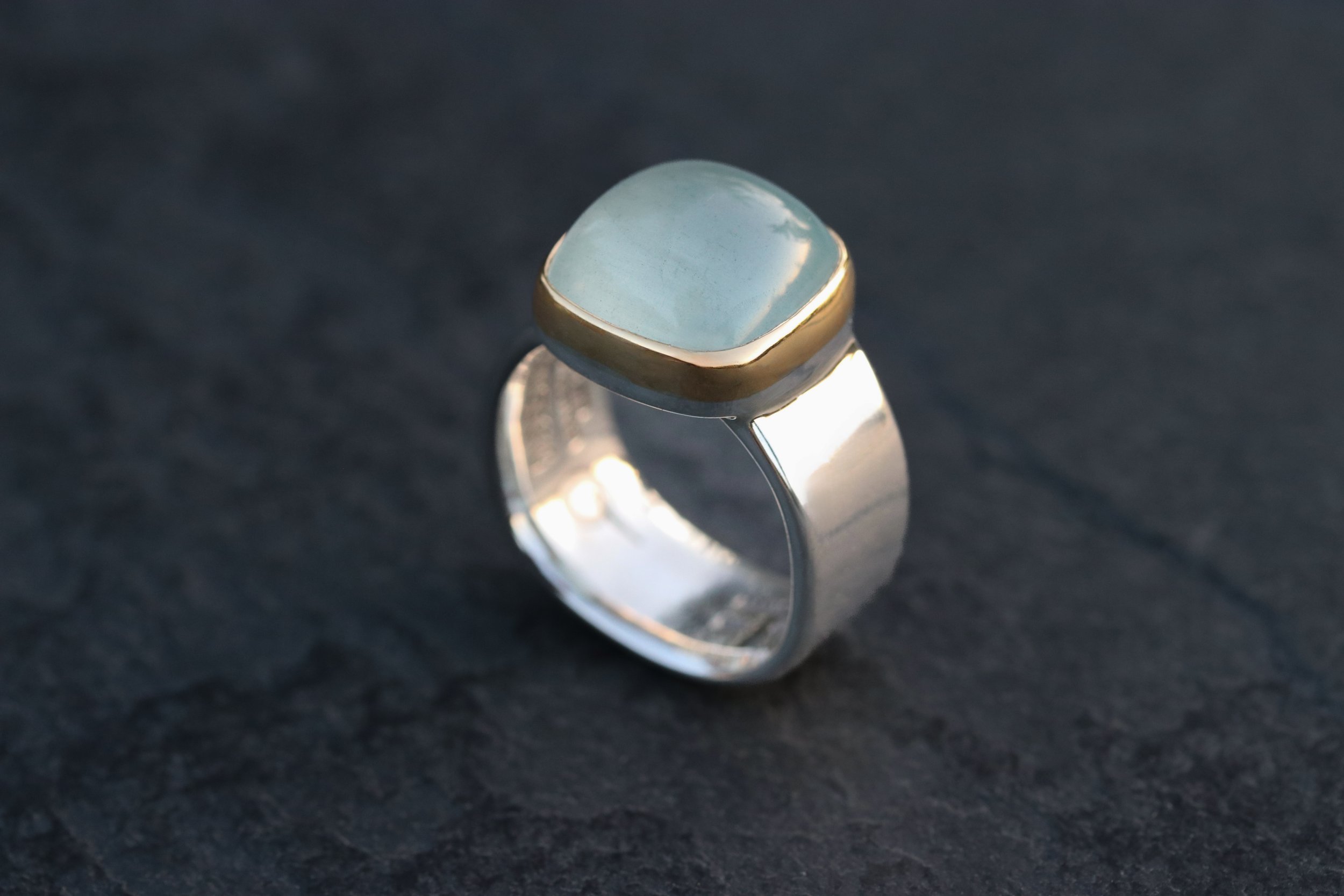 Chatoyant Green Beryl Big Sur Classic Ring