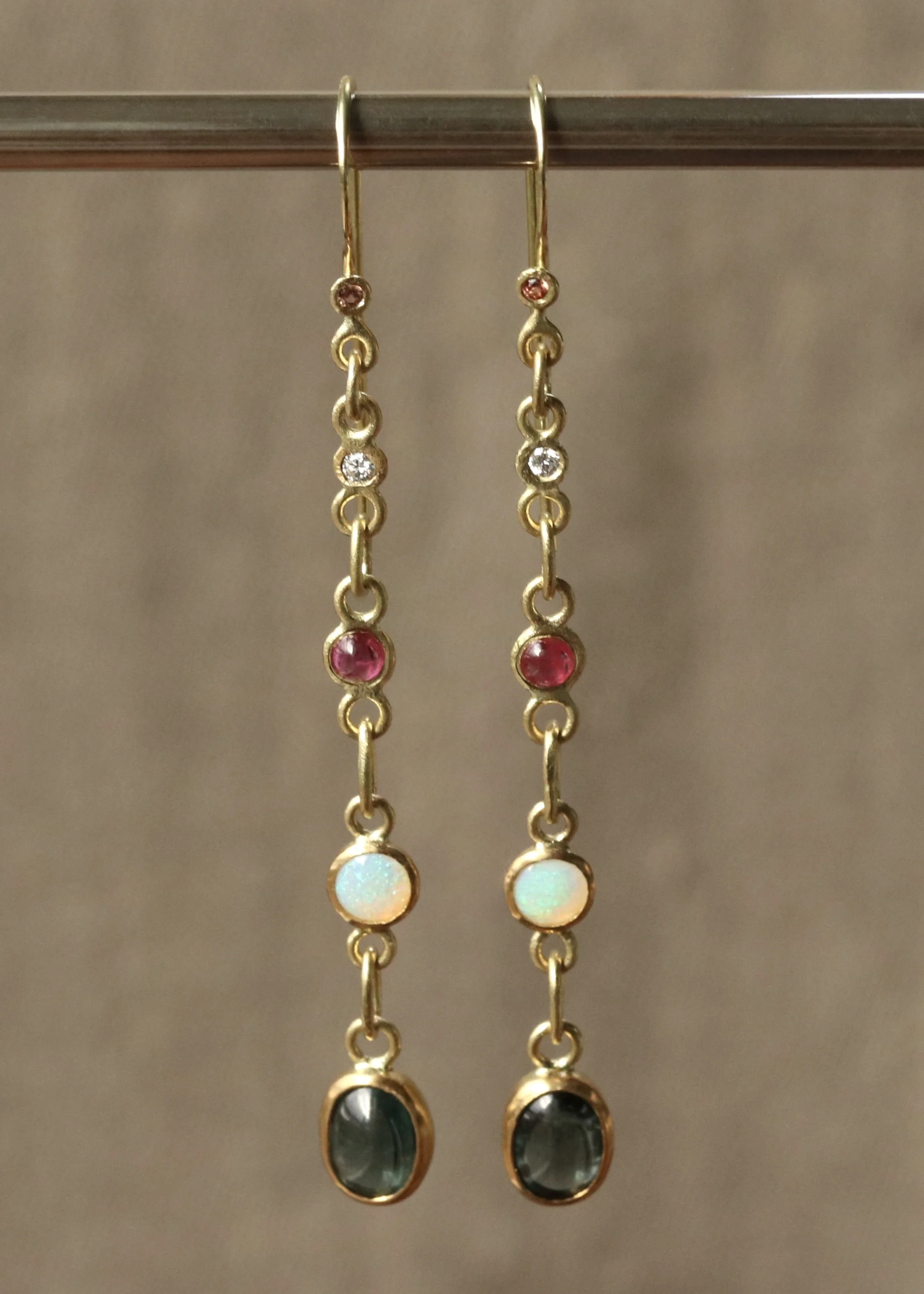 Spinel Medley Link Earrings in 22k & 18k Gold