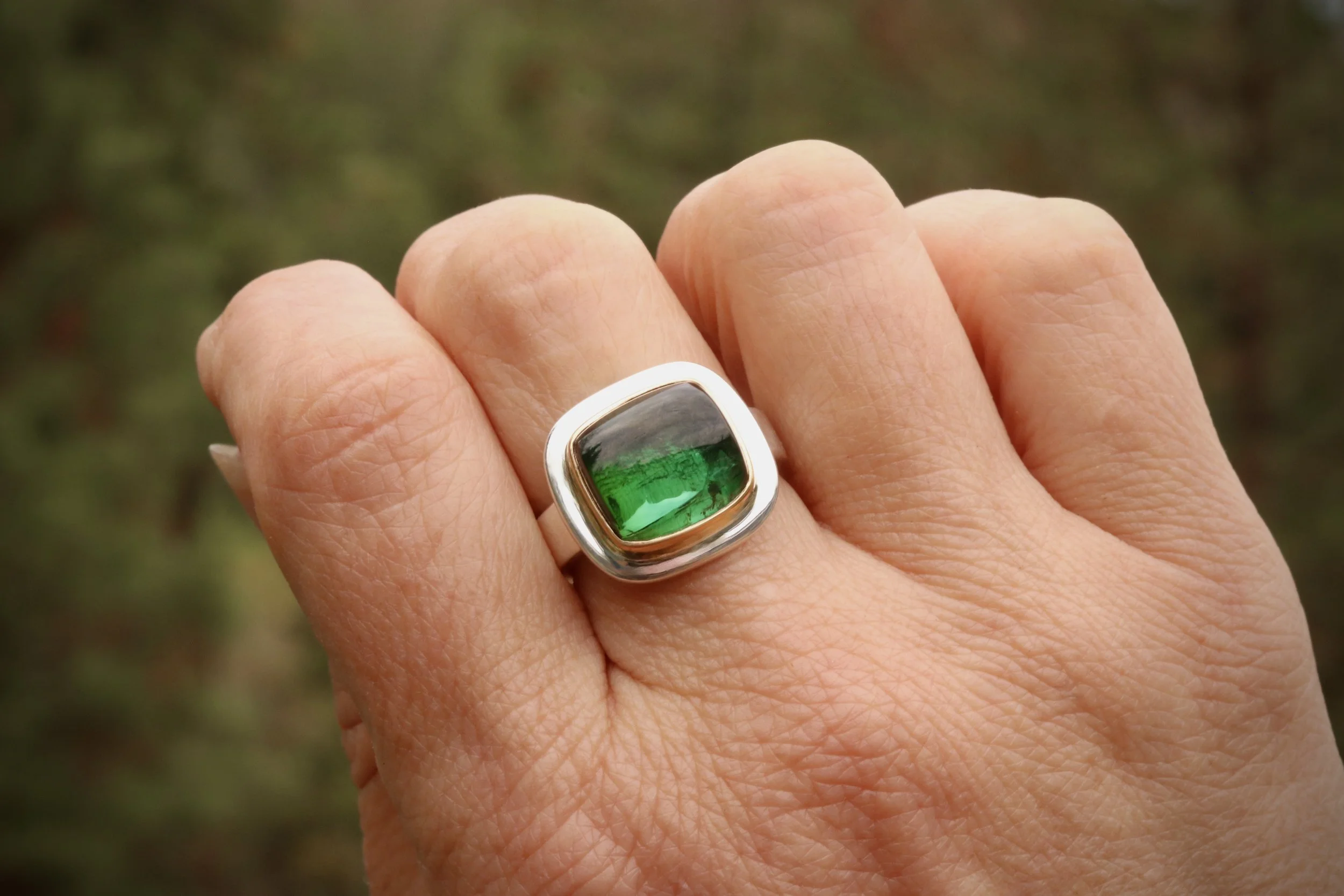 Green Tourmaline Big Sur Classic Ring