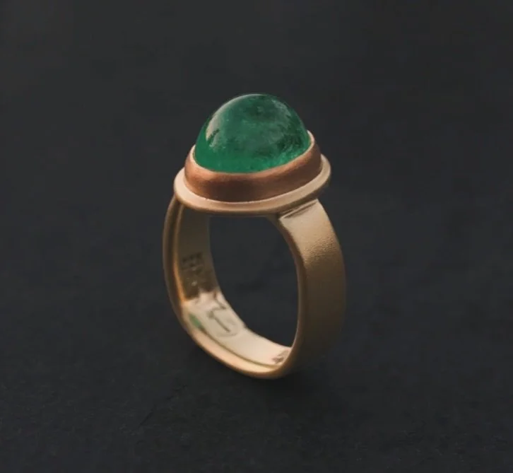 Emerald in high karat gold.

Every time I set a cabochon like this, I think I should hoard it. Hide it away. Keep it for myself.

But a stone like this wants to be worn, not locked in a box.

One of a kind. Built to outlast.

Would you wear it every 