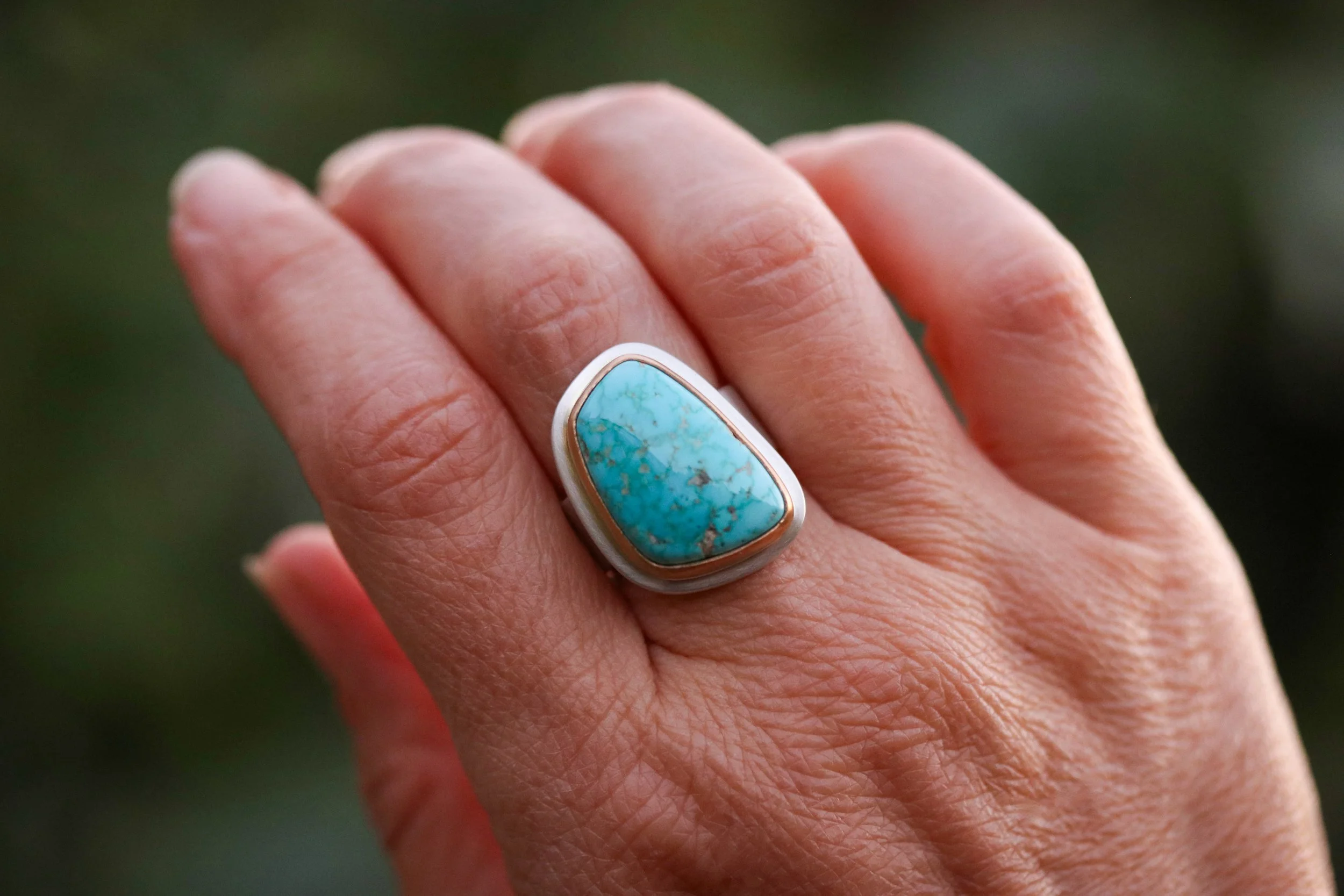 Asymmetrical Turquoise Big Sur Classic Ring