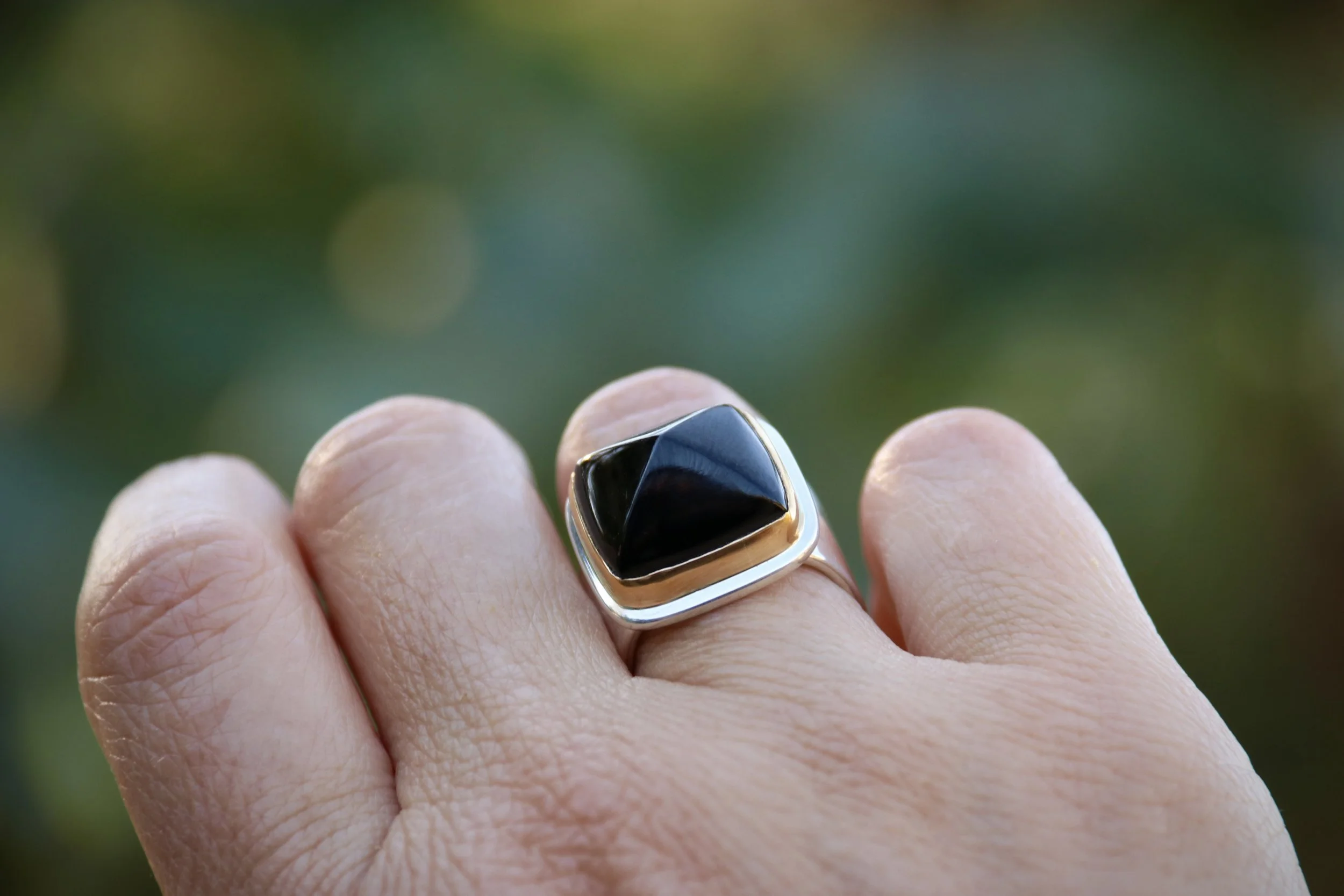 Black Tourmaline Big Sur Classic Ring