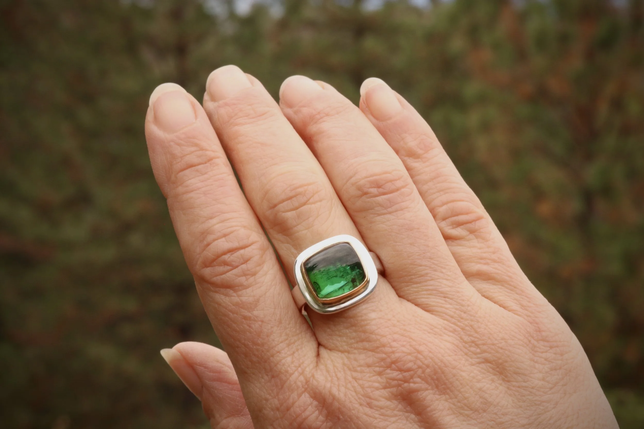Green Tourmaline Big Sur Classic Ring