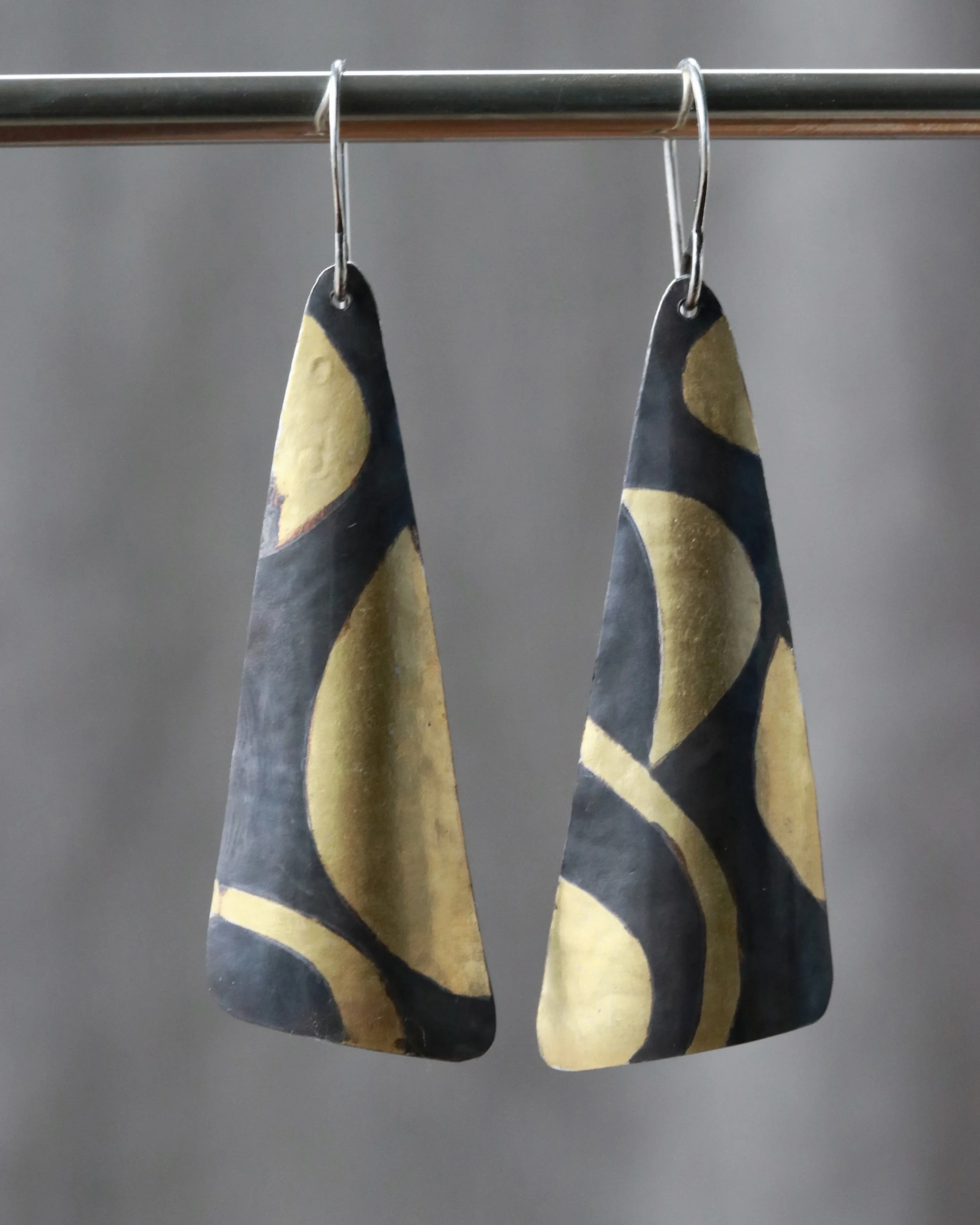 Keum-boo Gold and Oxidized Silver Drop Earrings
