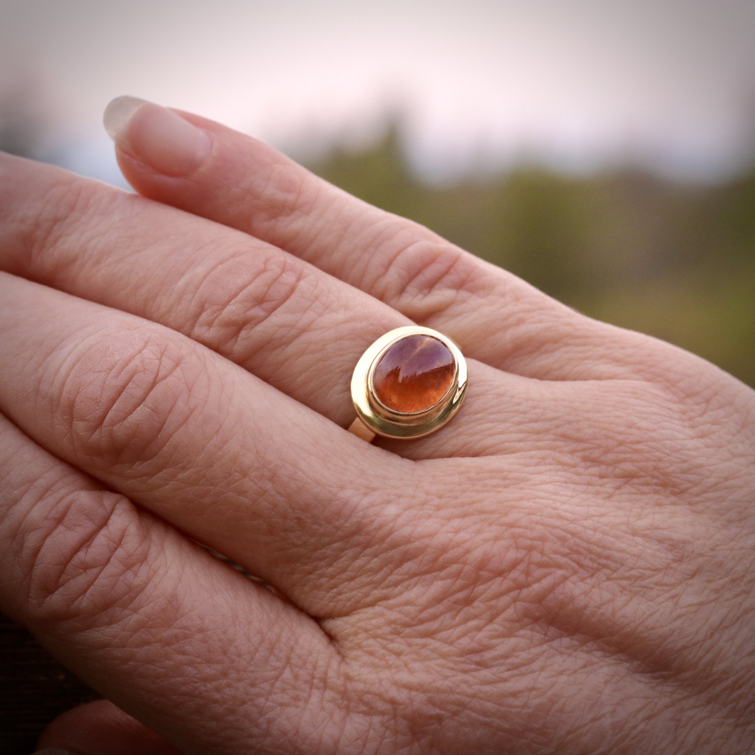 Mandarin Garnet Ring in 22K & 18K Gold by Big Sur Goldsmiths