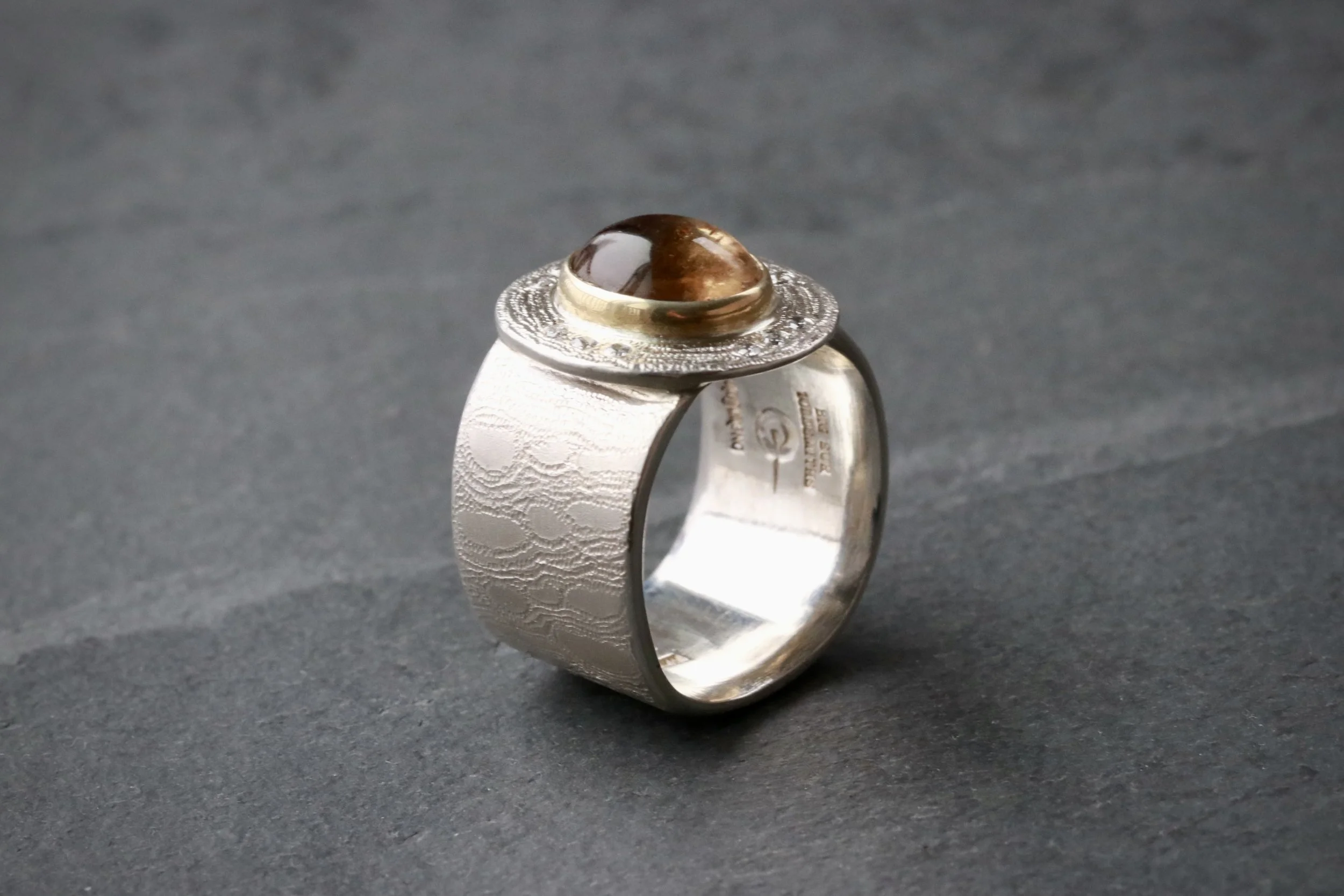Golden Citrine & Diamonds Ring