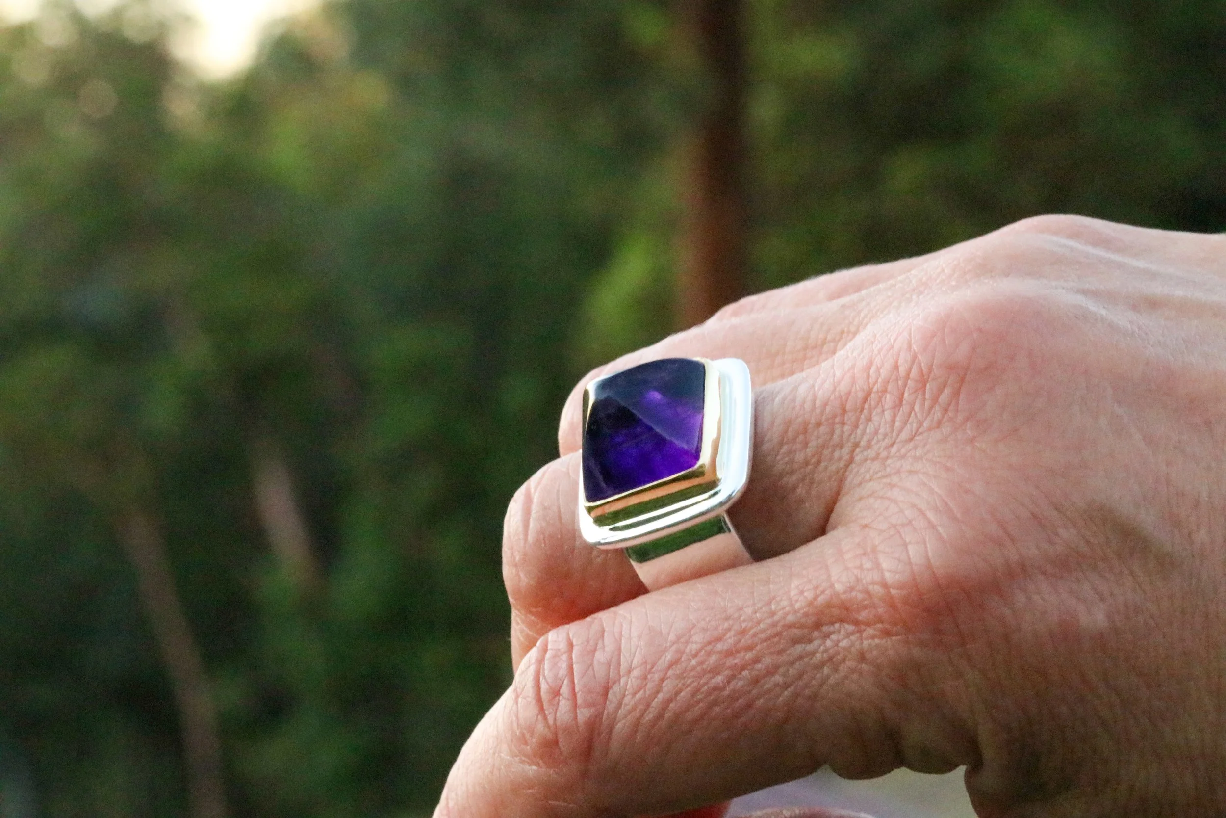 Amethyst Pyramid Big Sur Classic Ring