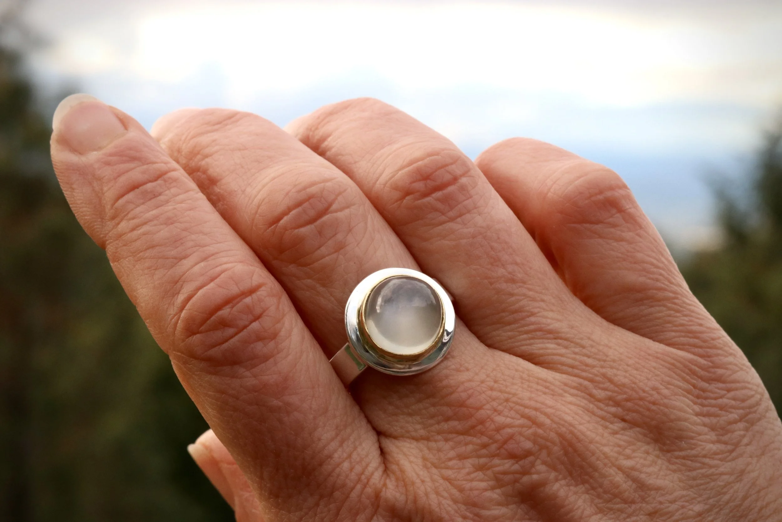 Moonstone Ring in 22k gold & sterling silver