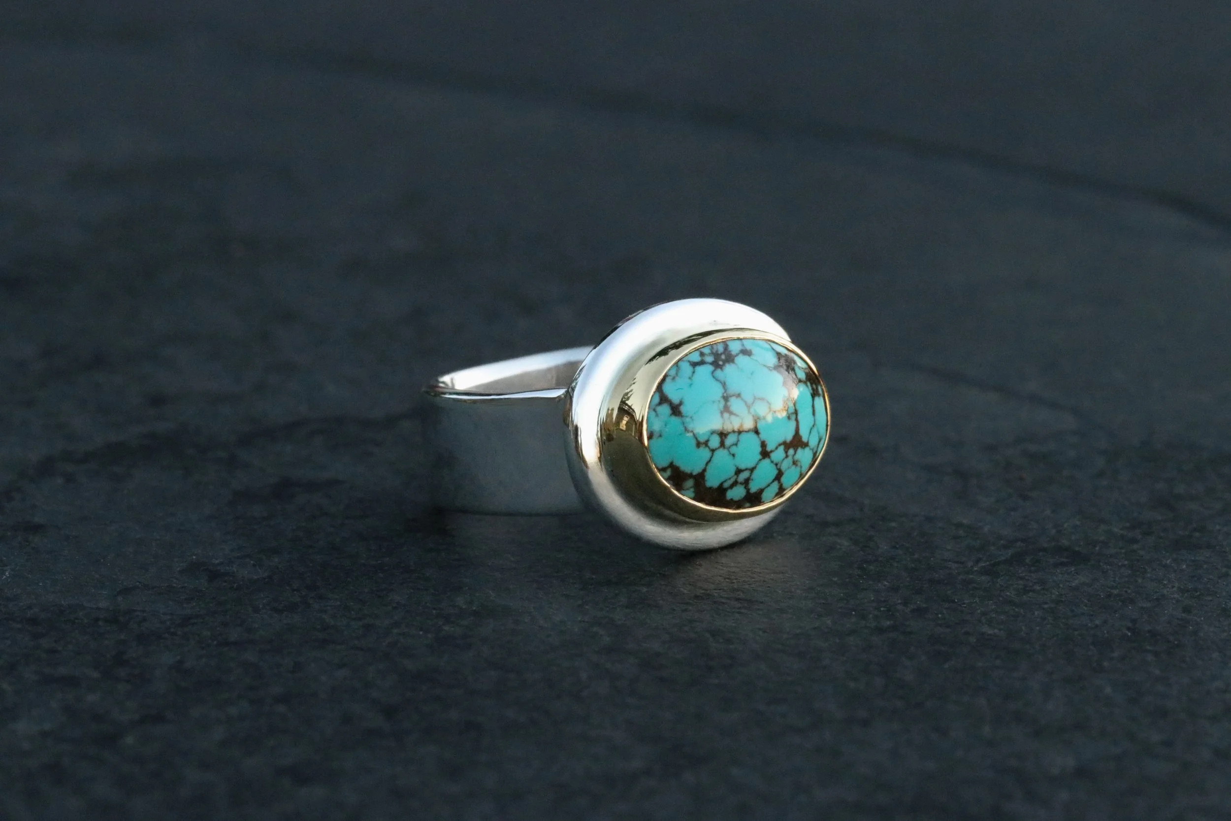 Tibetan Turquoise Big Sur Classic Ring by Big Sur Goldsmiths