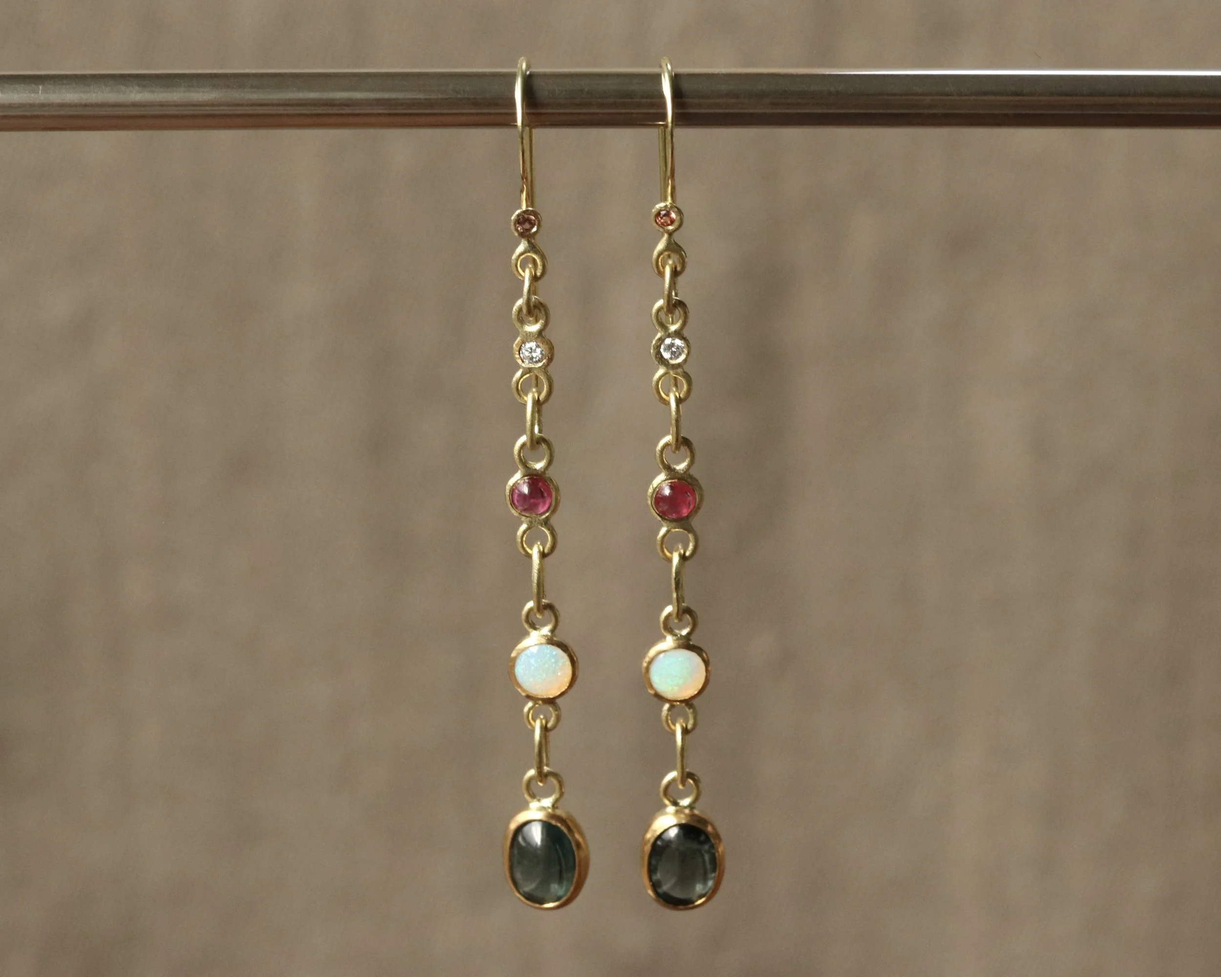 Spinel Medley Link Earrings in 22k & 18k Gold