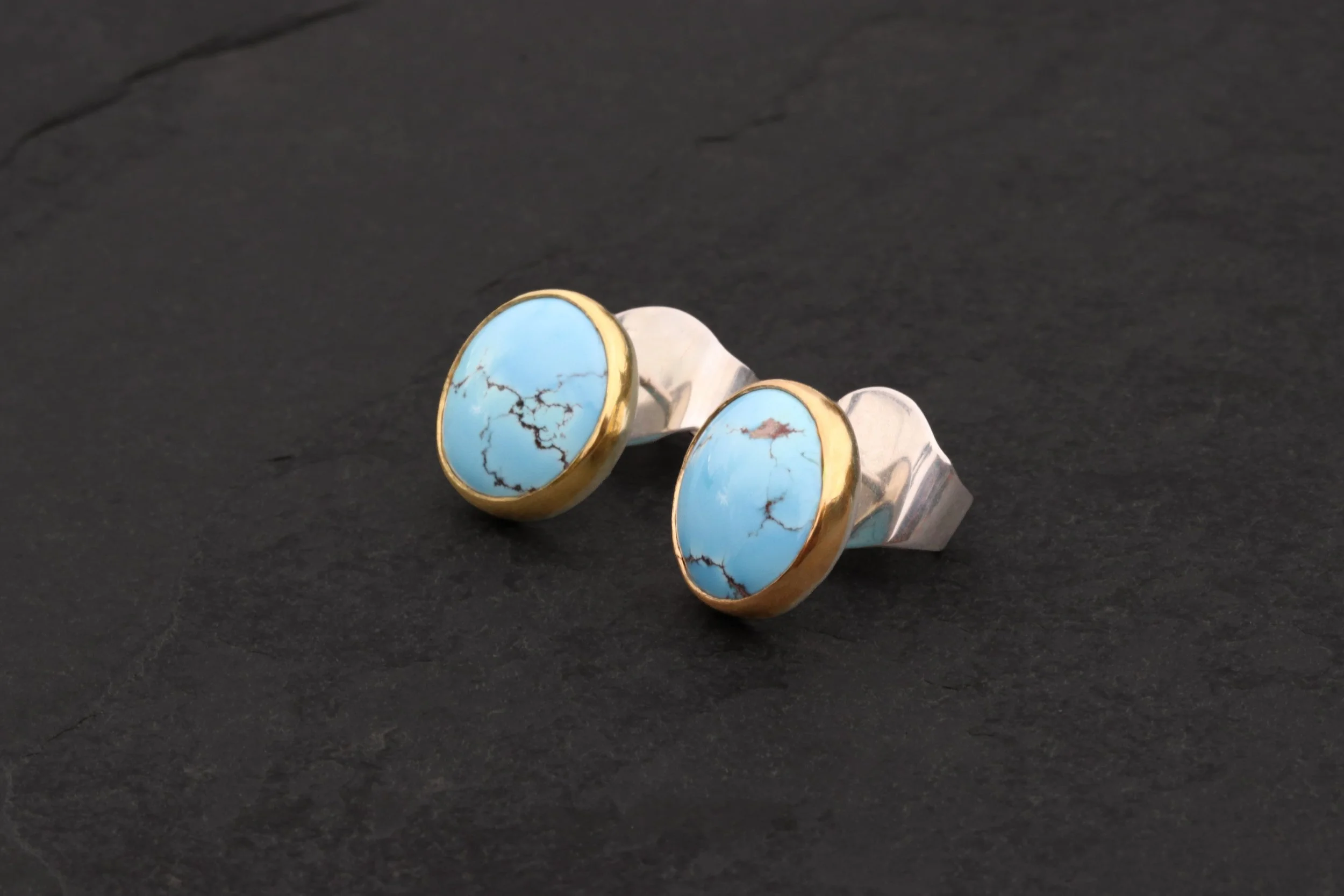 Turquoise Big Sur Classic Earrings by Big Sur Goldsmiths