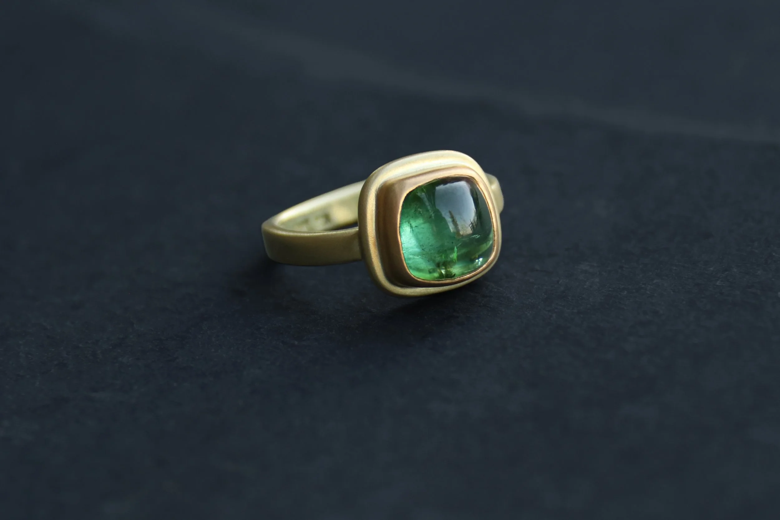 Green Tourmaline Ring in 22K & !8K Gold