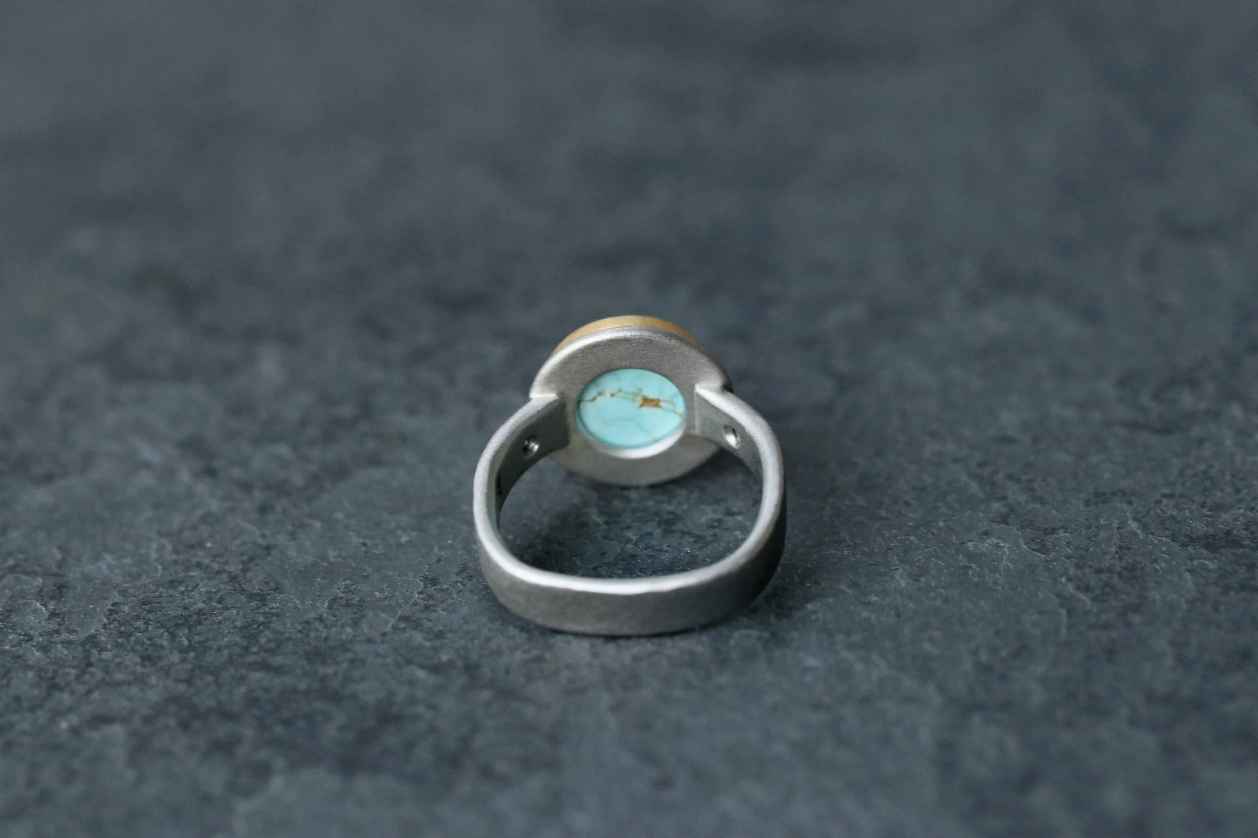 Number 8 Turquoise Solitaire Ring in Platinum & 22k Gold