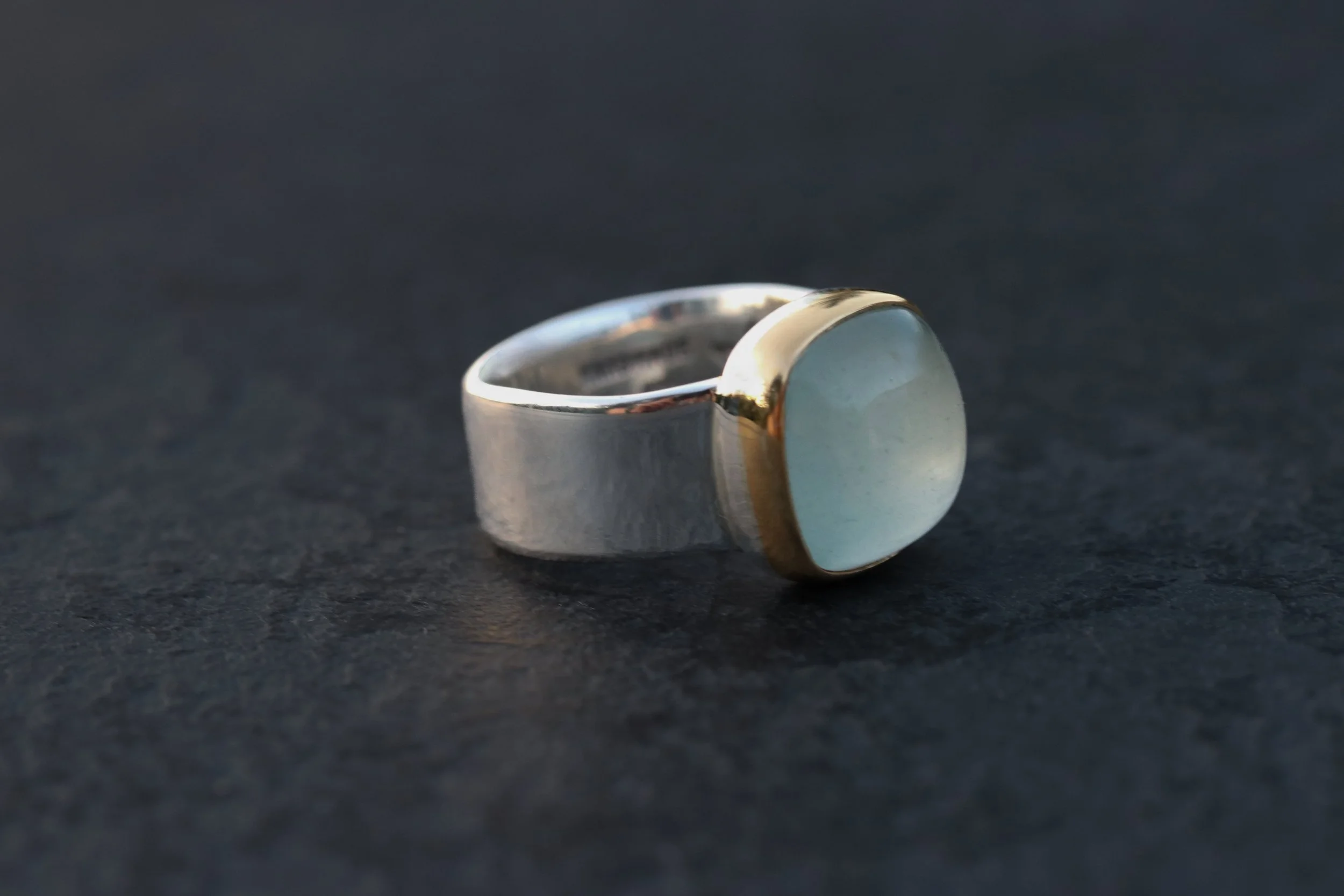 Chatoyant Green Beryl Big Sur Classic Ring in 22k Gold & Sterling Silver