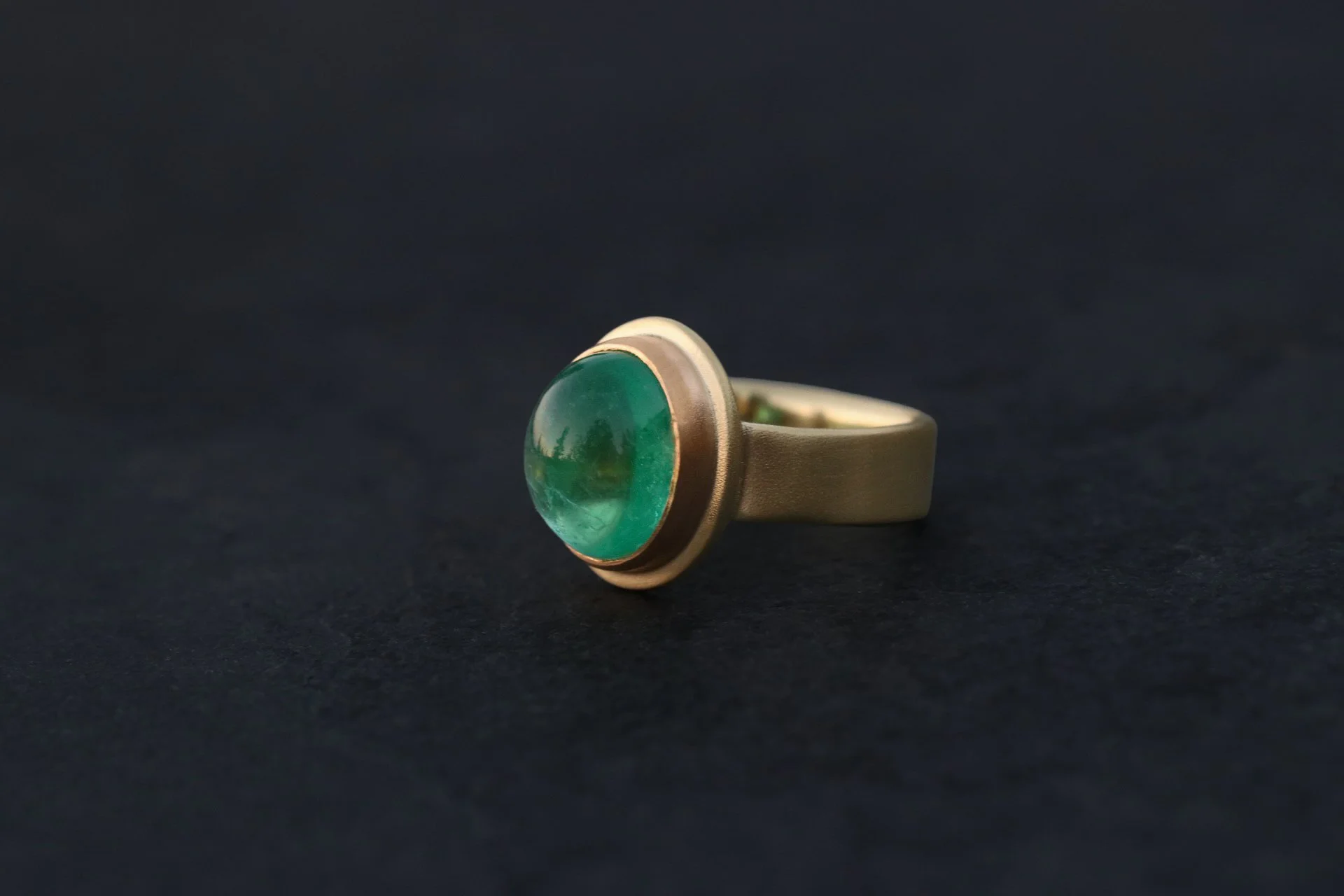 Emerald Ring in 22k & 18k Gold by Big Sur Goldsmiths