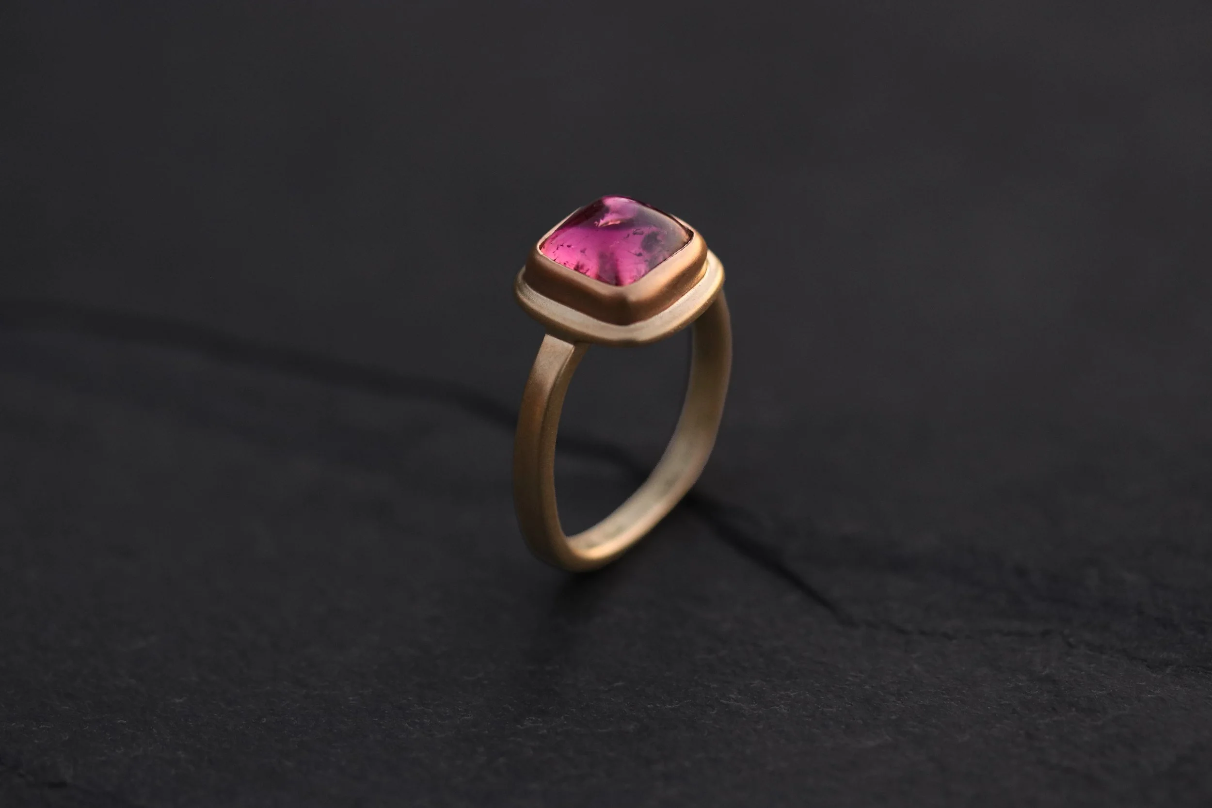 Pink Tourmaline Ring in 22k & 18k Gold by Big Sur Goldsmiths