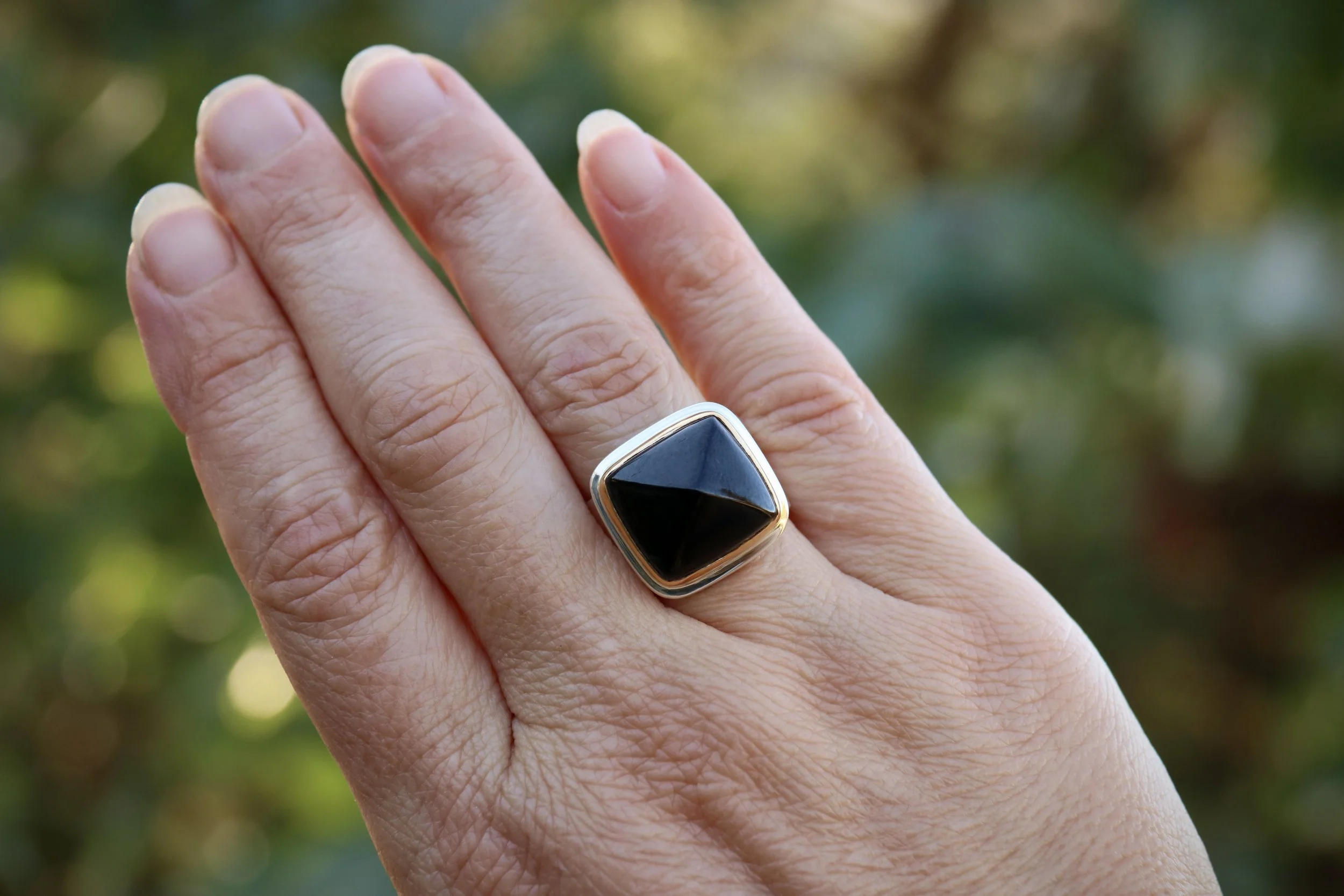 Black Tourmaline Big Sur Classic Ring