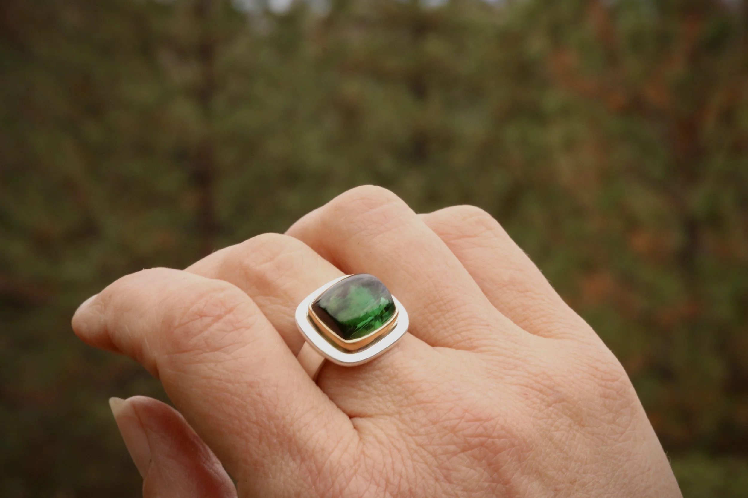 Green Tourmaline Big Sur Classic Ring