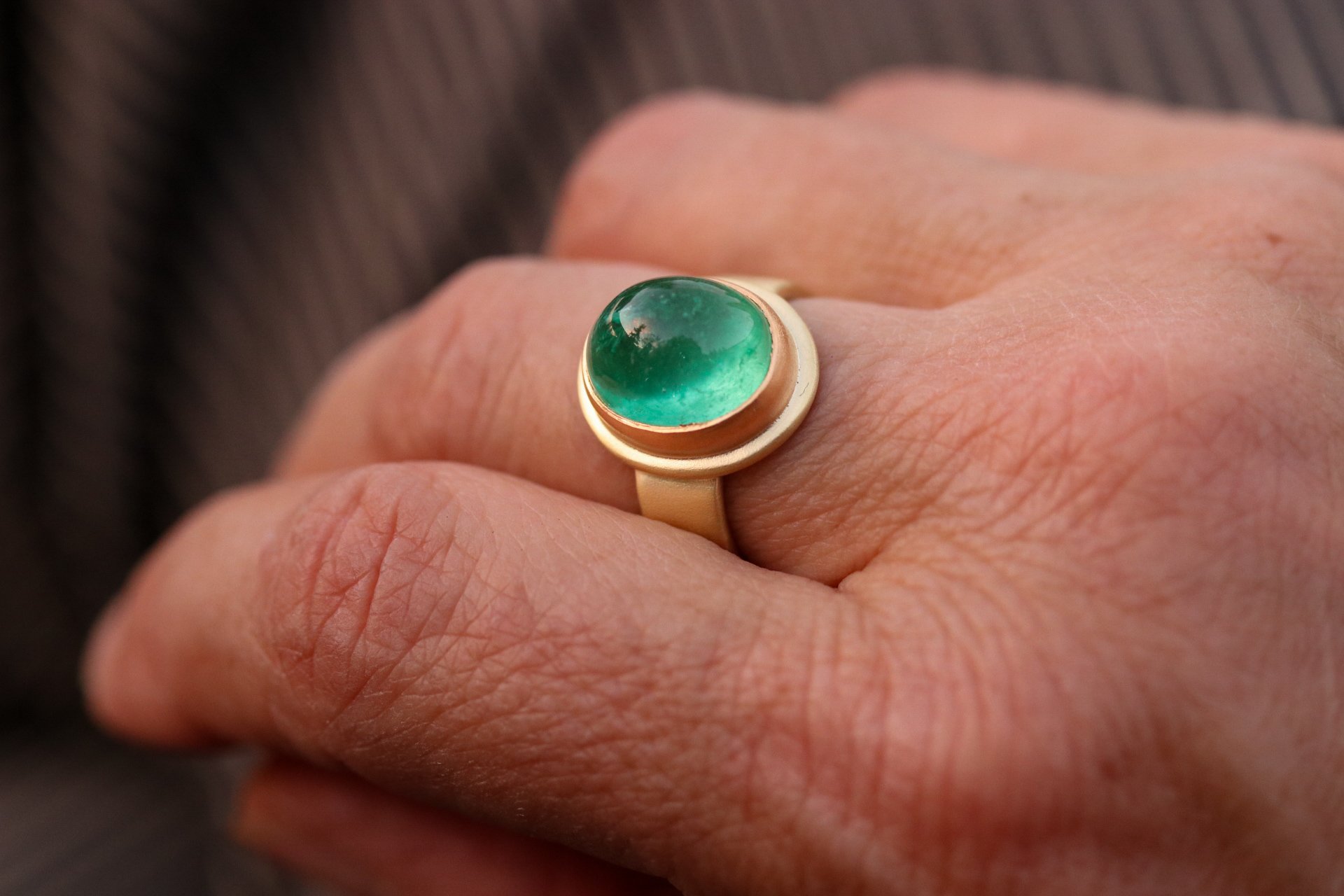 Emerald Ring in 22k & 18k Gold by Big Sur Goldsmiths