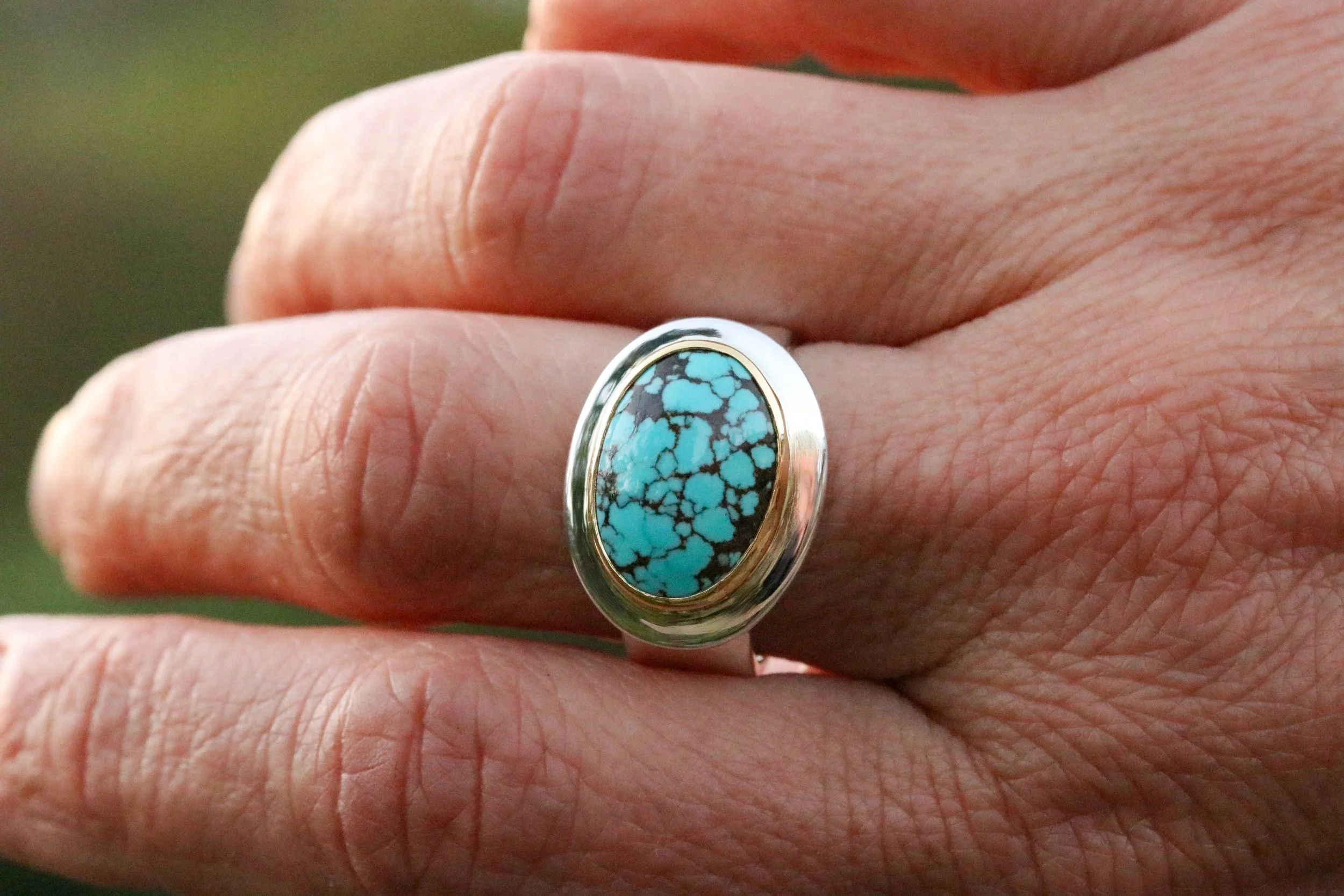 Tibetan Turquoise Big Sur Classic Ring by Big Sur Goldsmiths