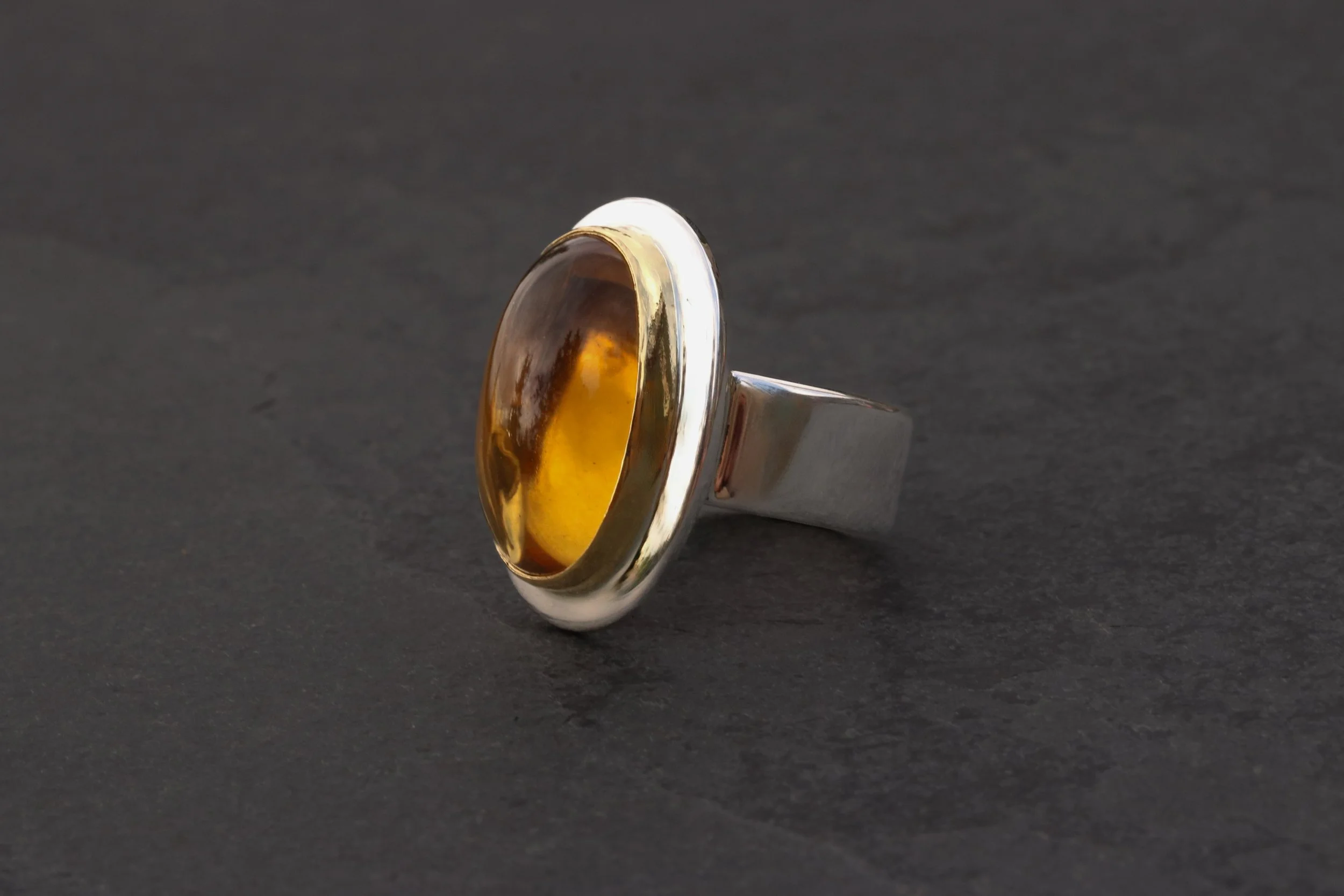 Citrine Big Sur Classic Ring in 22k gold & Sterling Silver