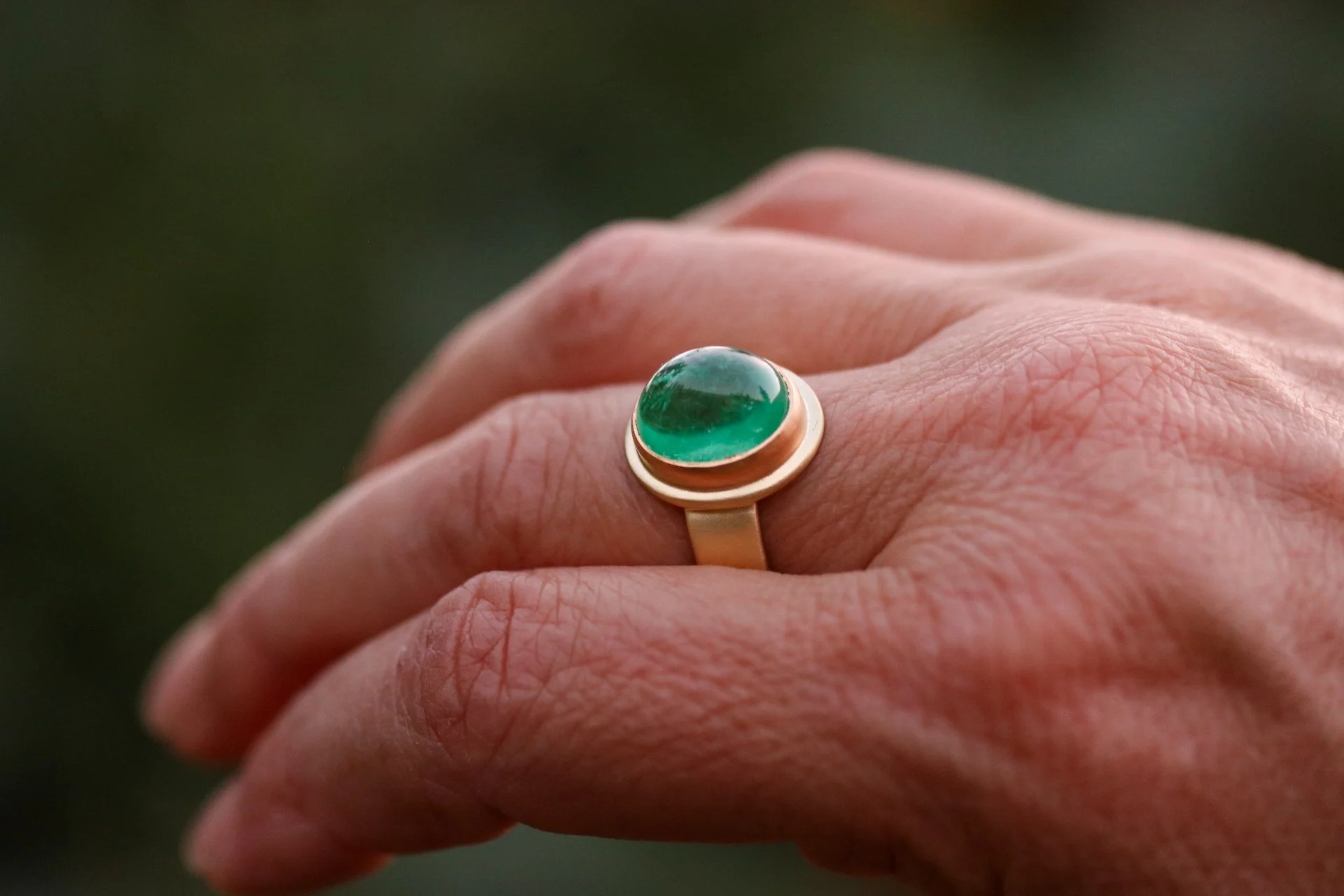 Emerald Ring in 22k & 18k Gold by Big Sur Goldsmiths