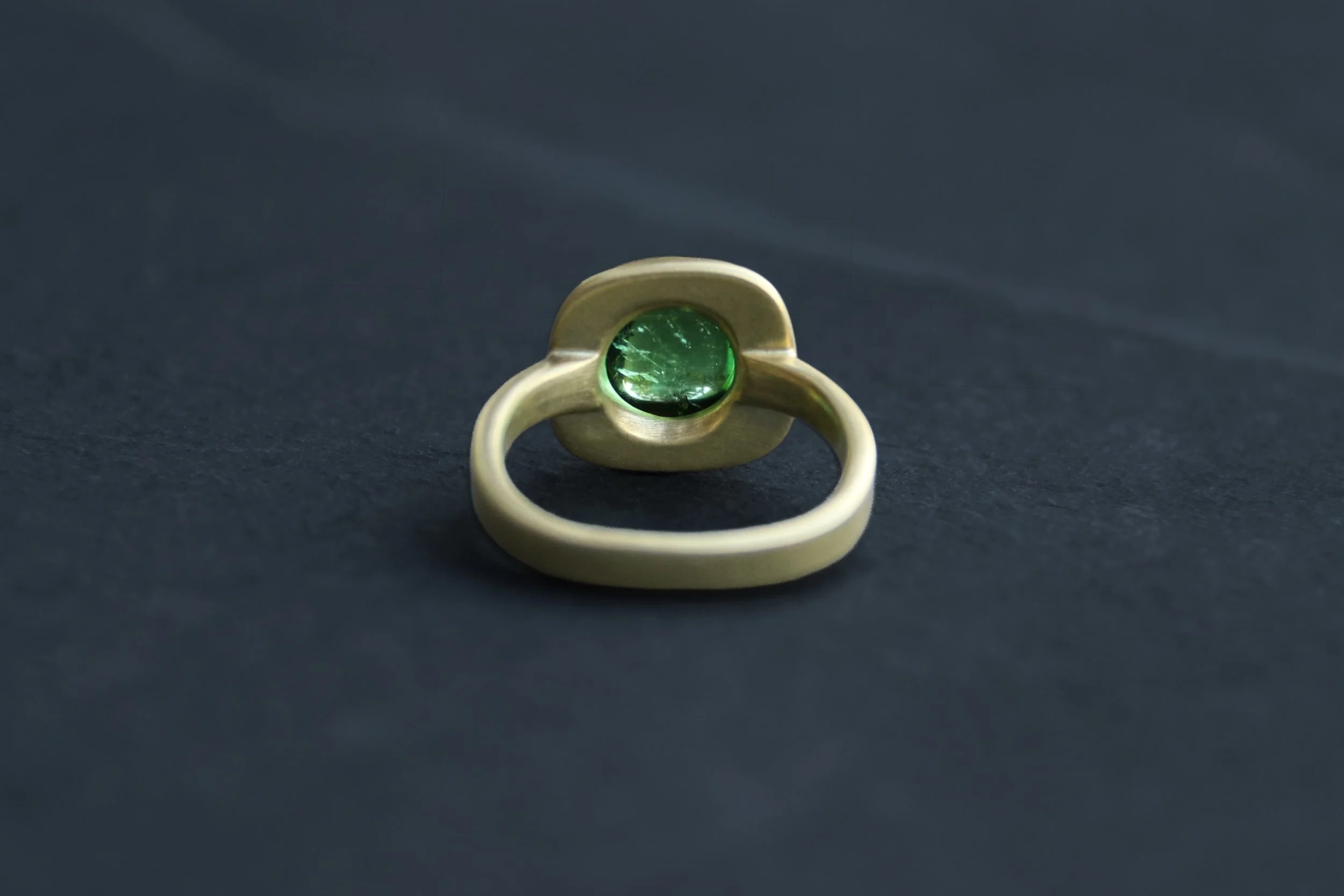 Green Tourmaline Ring in 22K & !8K Gold by Big Sur Goldsmiths