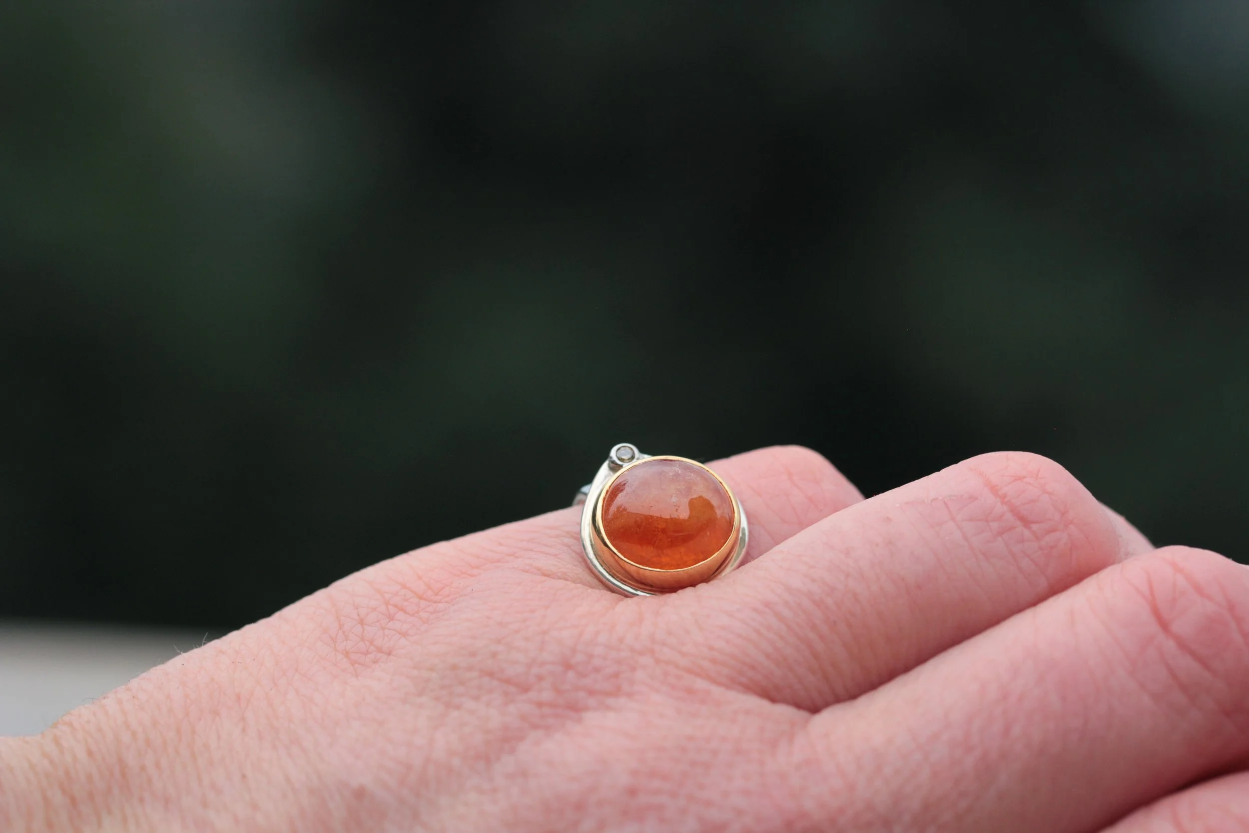 Mandarin Garnet & Champagne Diamond Ring