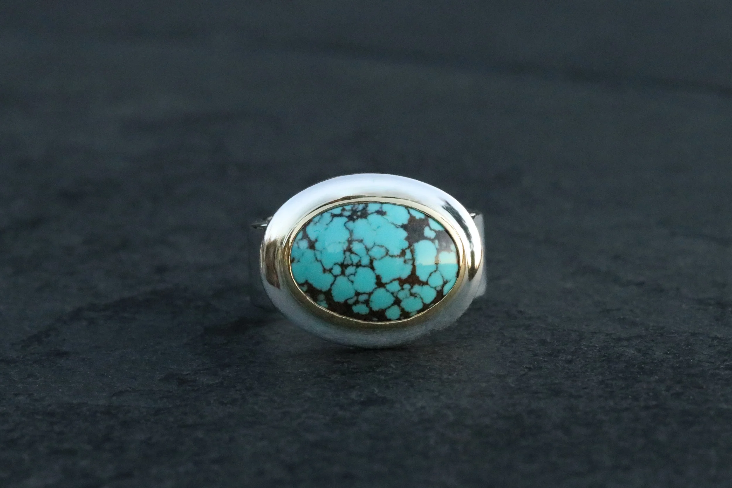 Tibetan Turquoise Big Sur Classic Ring by Big Sur Goldsmiths