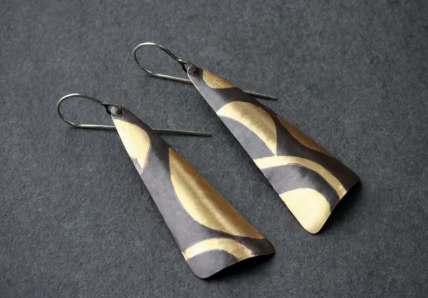 Keum-boo Gold and Oxidized Silver Drop Earrings