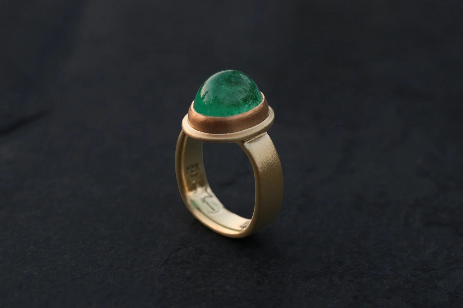 Emerald Ring in 22k & 18k Gold by Big Sur Goldsmiths