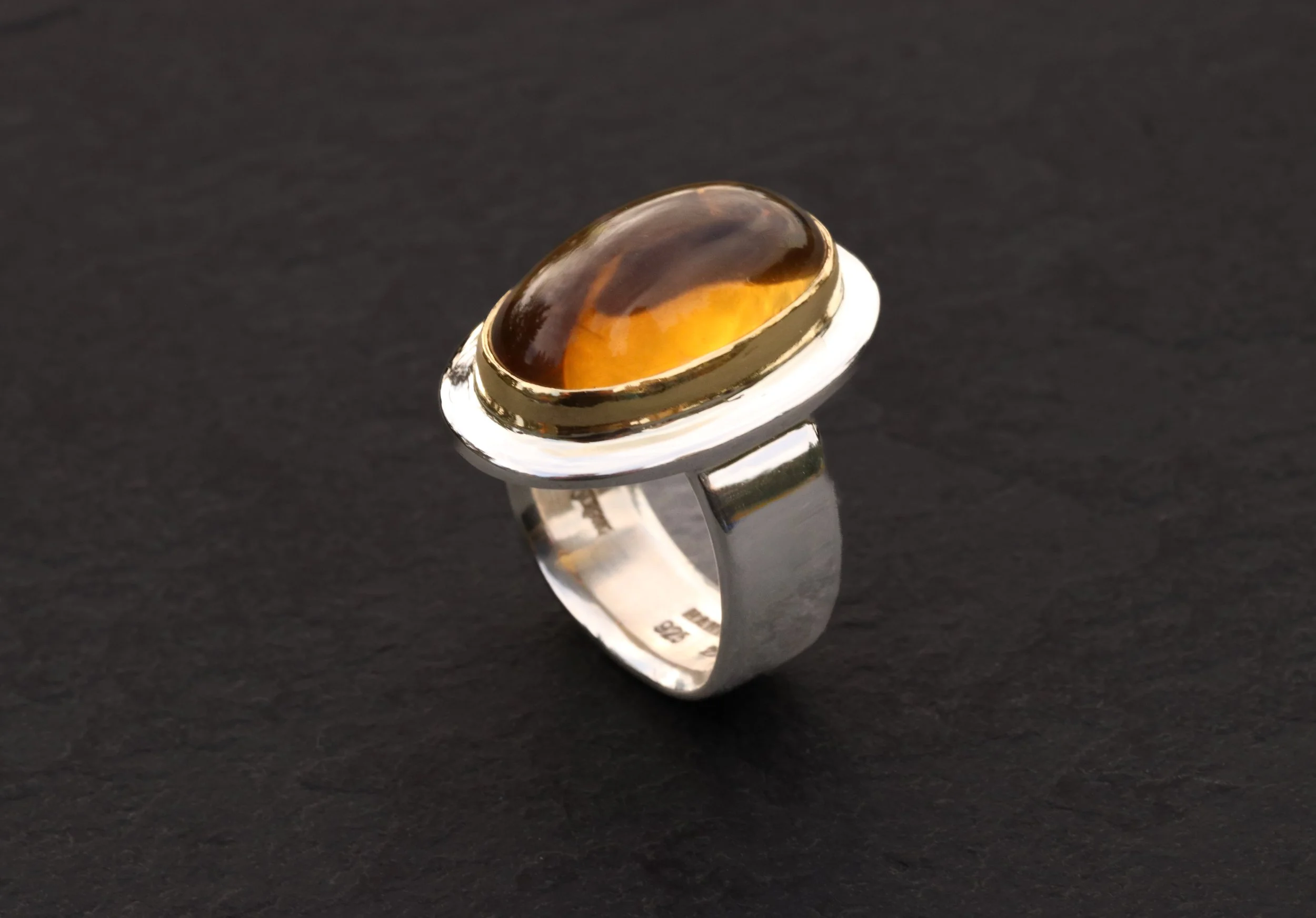 Citrine Big Sur Classic Ring in 22k gold & Sterling Silver
