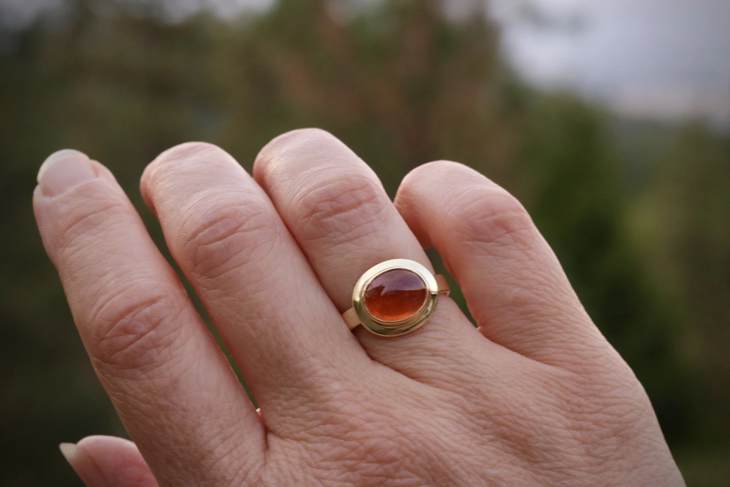 Mandarin Garnet Ring in 22K & 18K Gold by Big Sur Goldsmiths