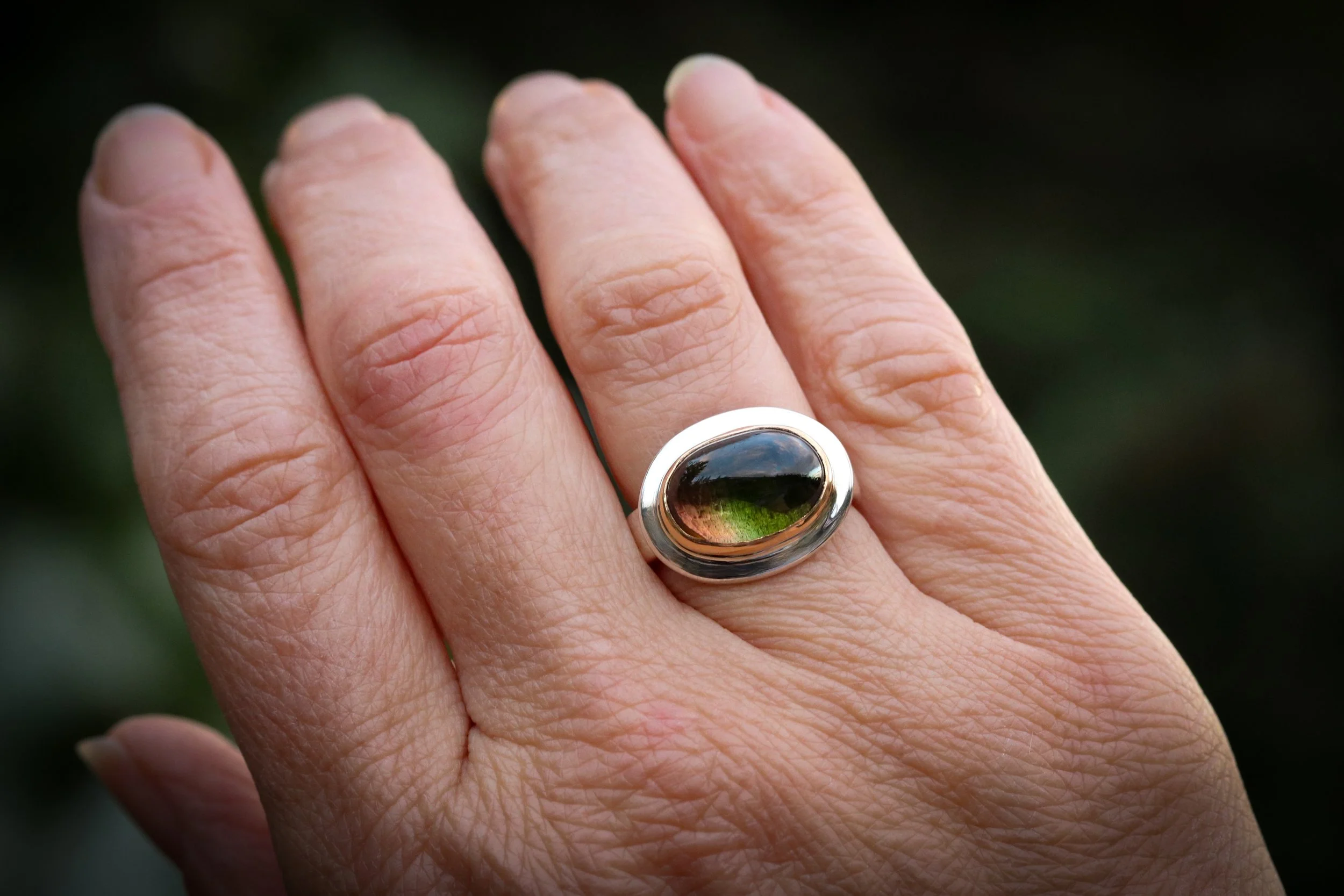 Multicolor Tourmaline Big Sur Classic Ring