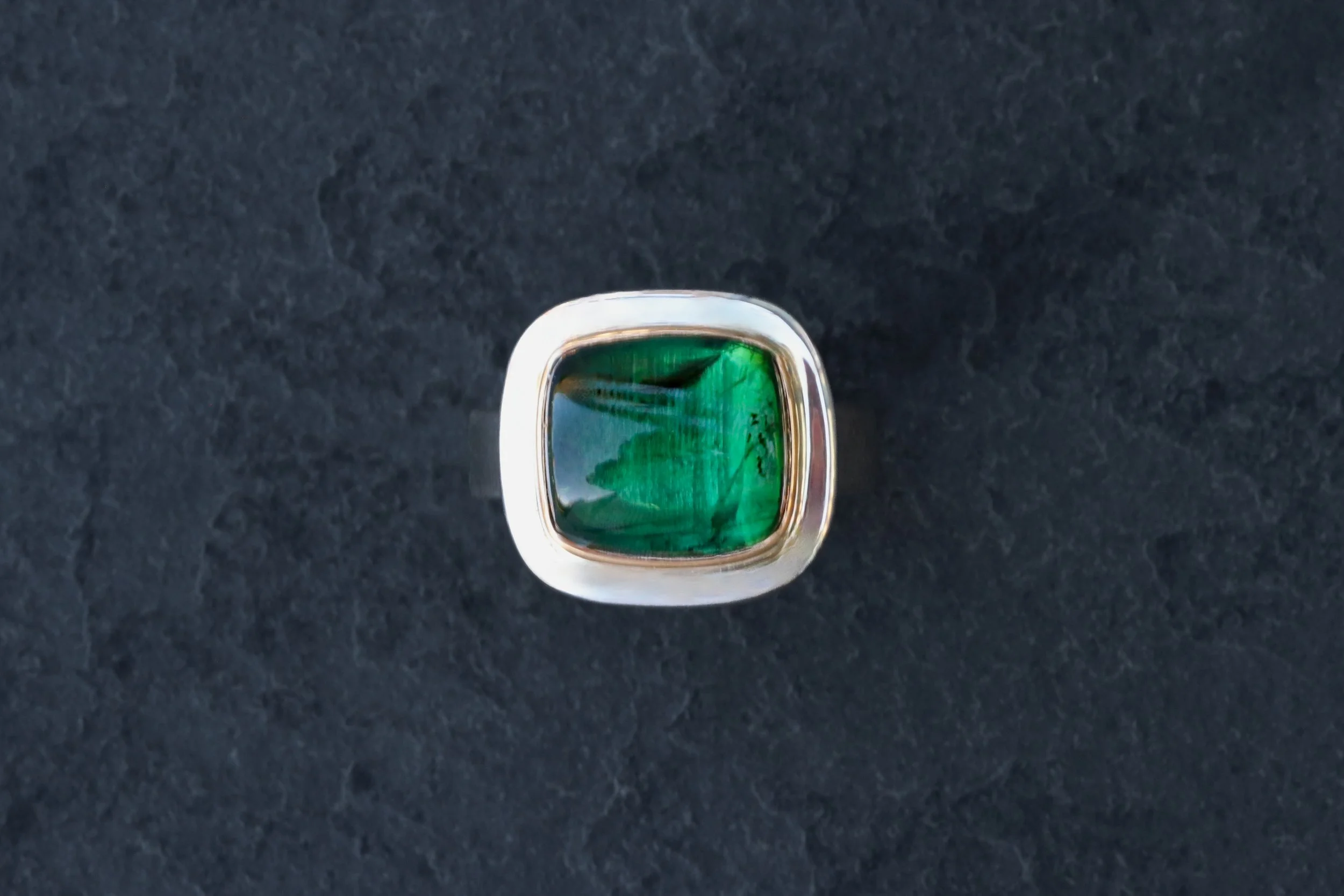 Green Tourmaline Big Sur Classic Ring