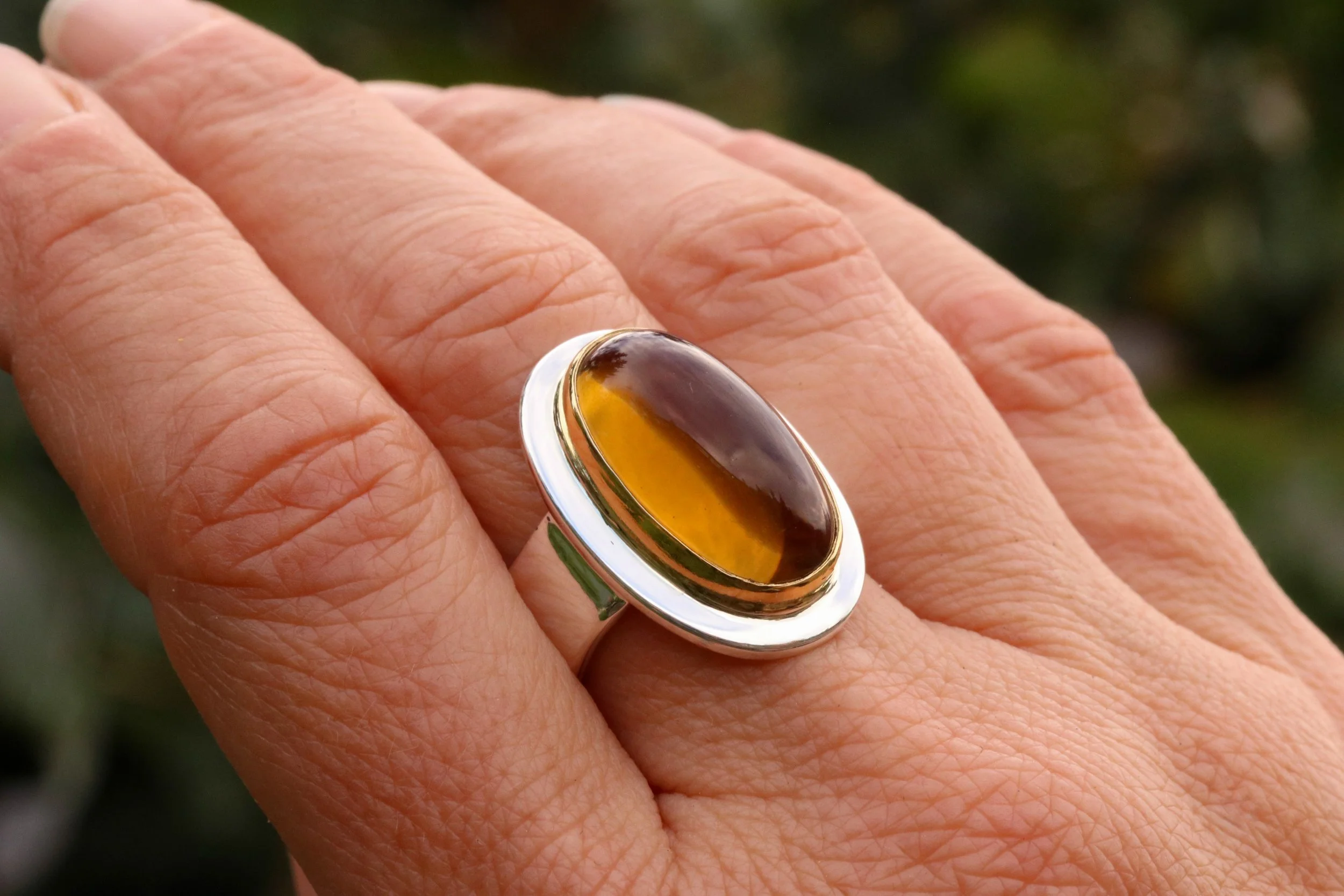 Citrine Big Sur Classic Ring in 22k gold & Sterling Silver