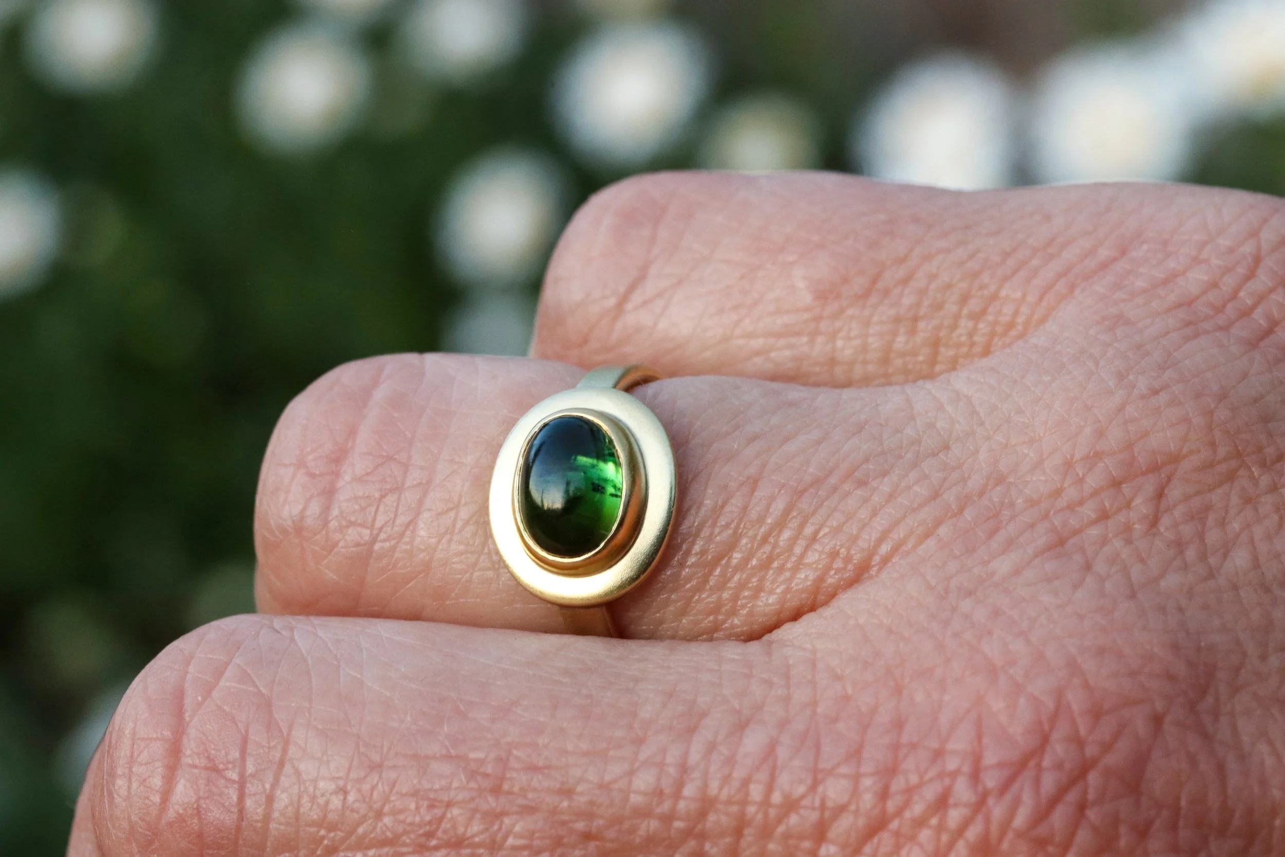 Green Tourmaline Ring in 18k & 22k