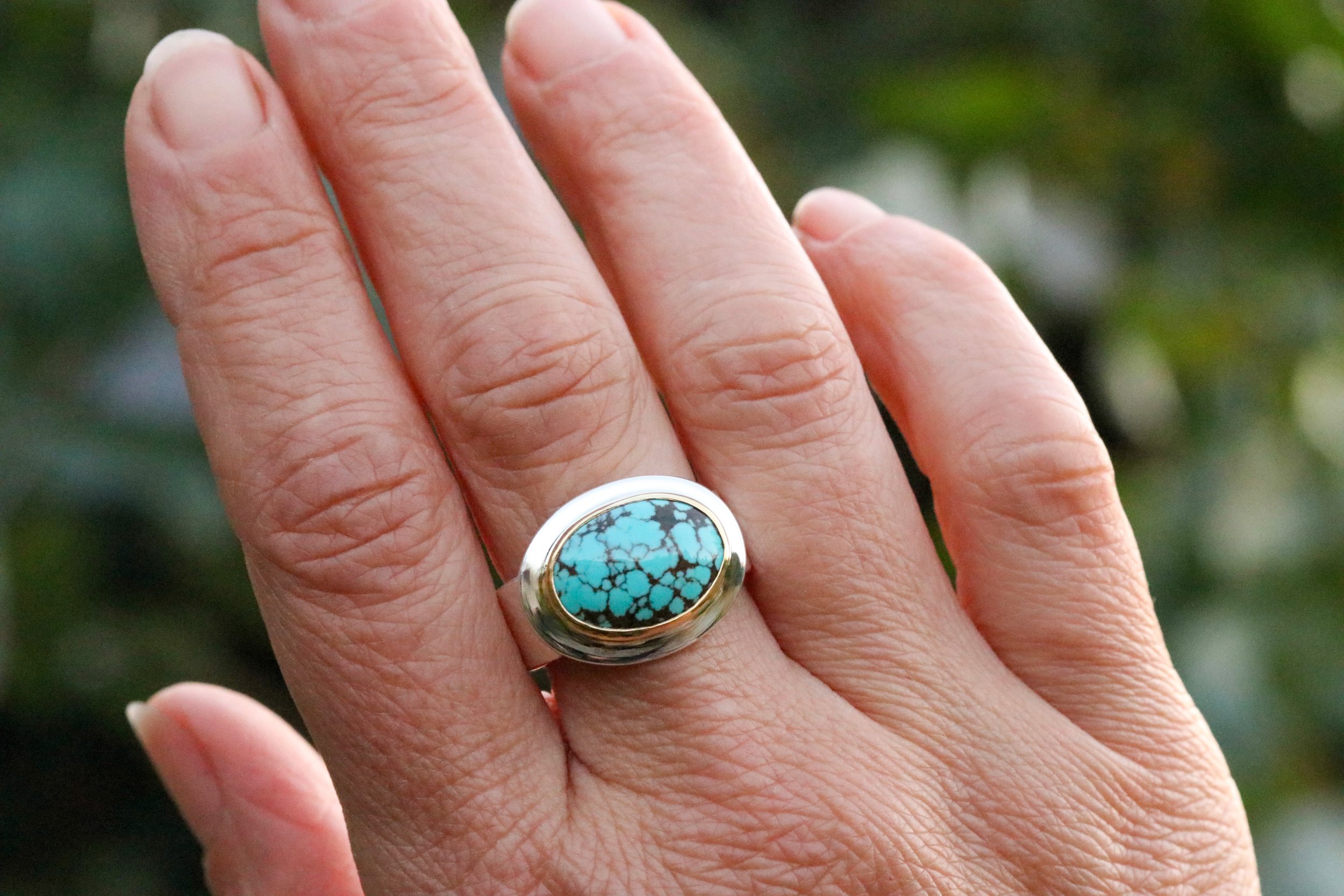 Tibetan Turquoise Big Sur Classic Ring by Big Sur Goldsmiths