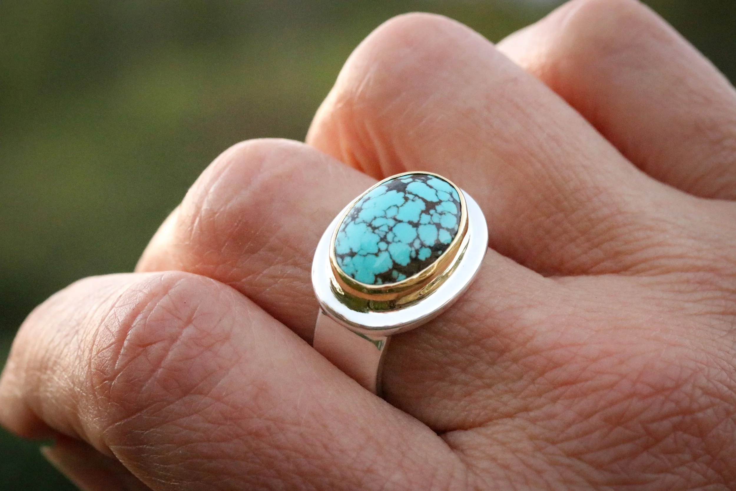 Tibetan Turquoise Big Sur Classic Ring by Big Sur Goldsmiths