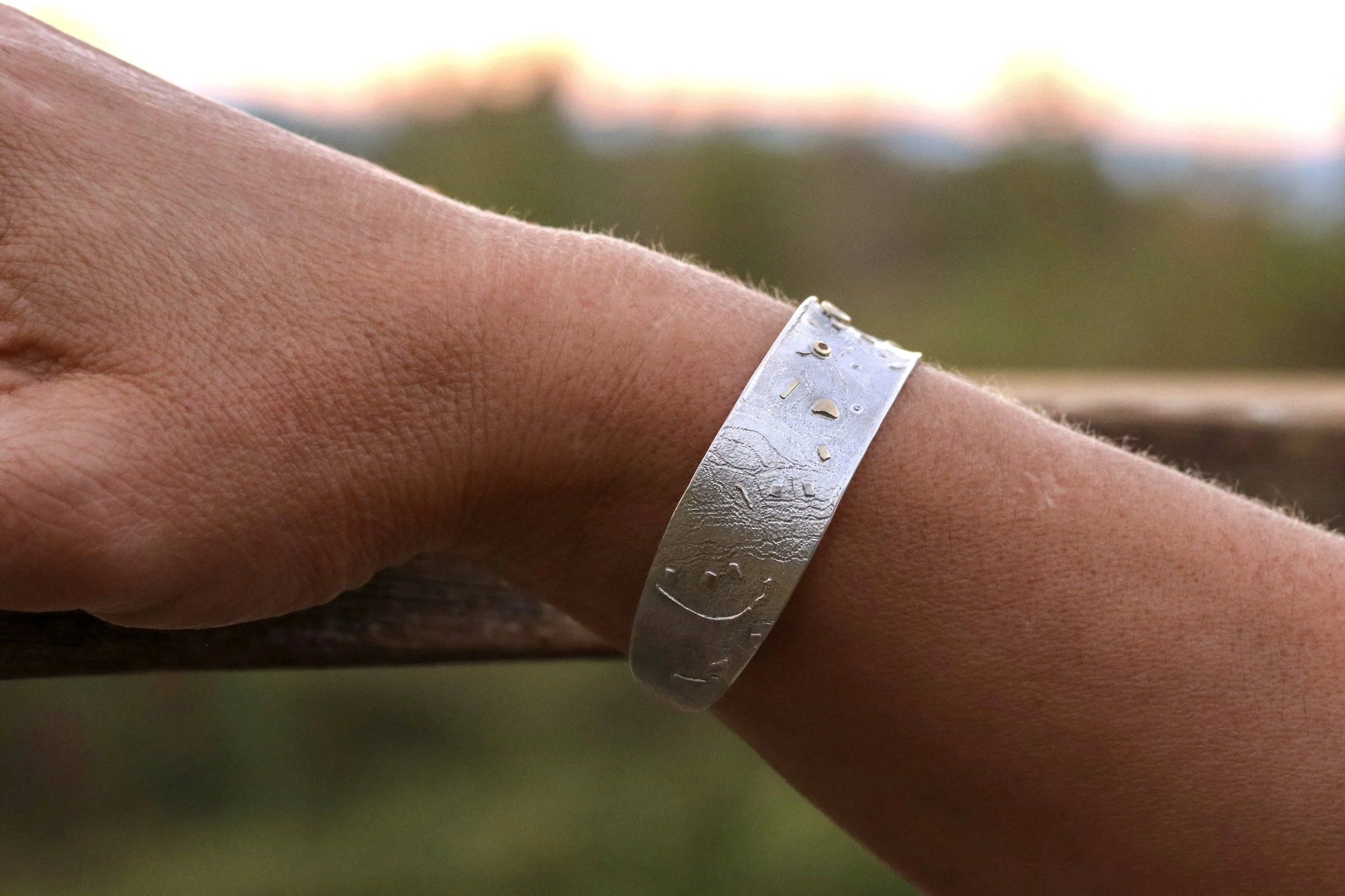 Diamond and Sapphire Cuff Bracelet in 22k Gold & Sterling Silver by Big Sur Goldsmiths