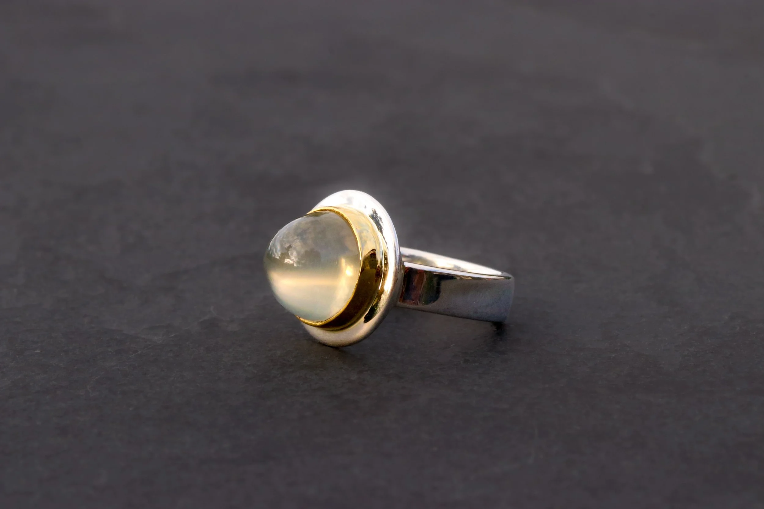 Moonstone Ring in 22k gold & sterling silver