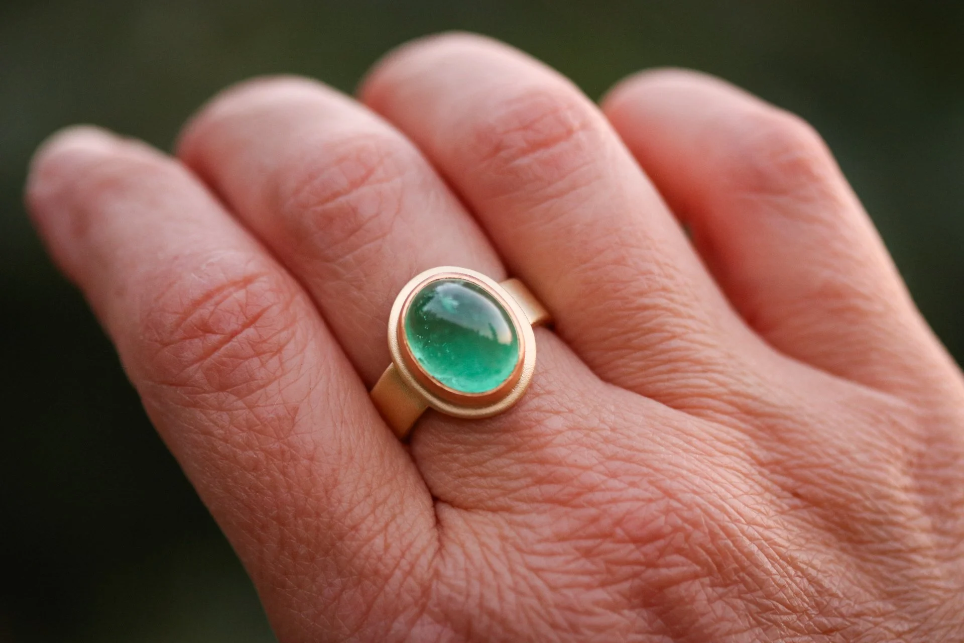 Emerald Ring in 22k & 18k Gold by Big Sur Goldsmiths