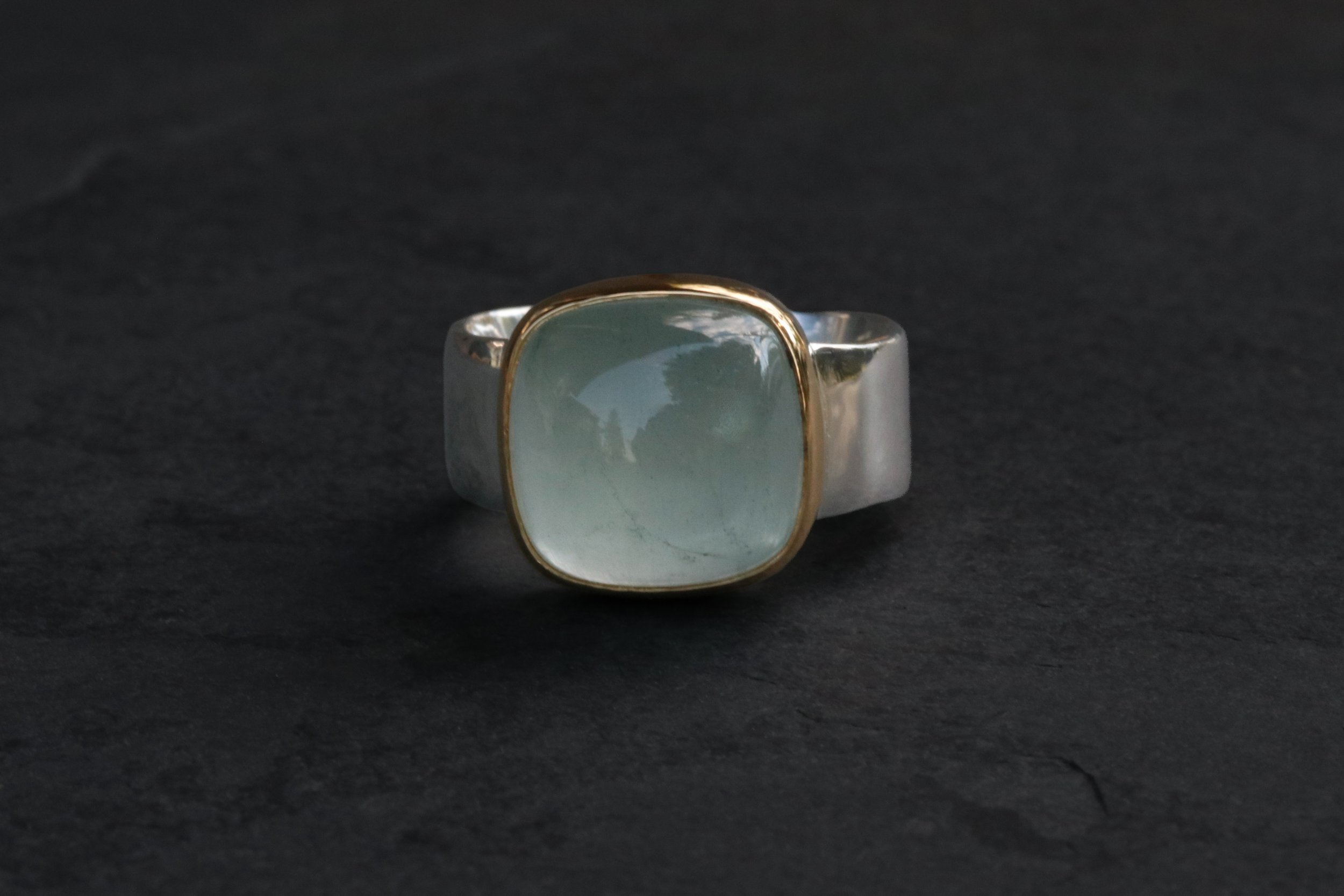 Chatoyant Green Beryl Big Sur Classic Ring in 22k Gold & Sterling Silver