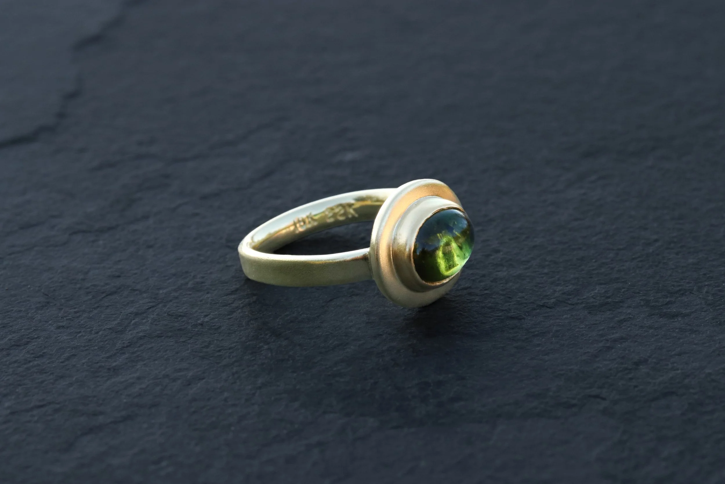 Green Tourmaline Ring in 18k & 22k