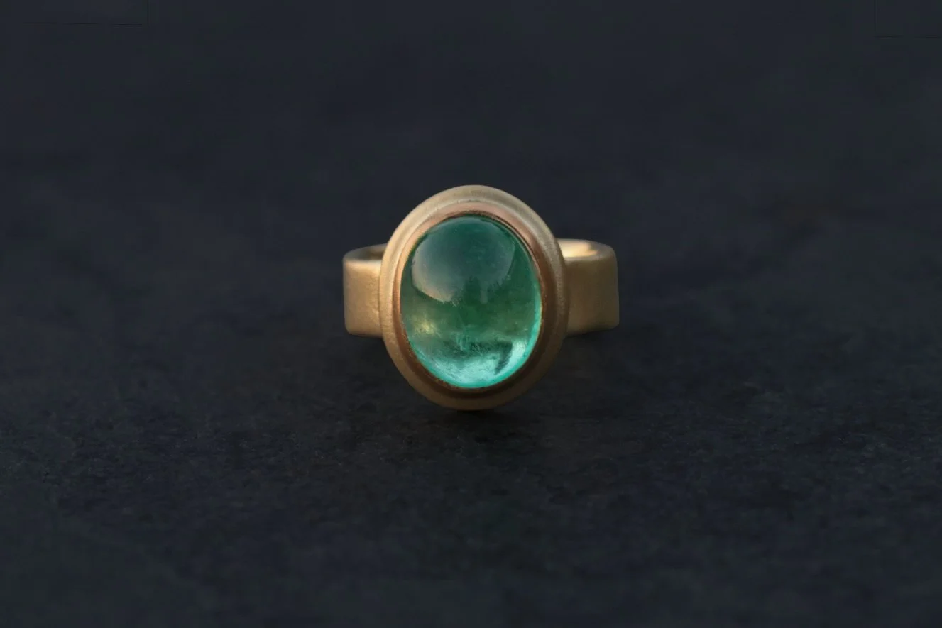 Emerald Ring in 22k & 18k Gold by Big Sur Goldsmiths
