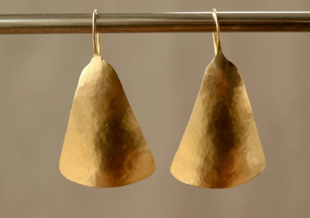 22k Gold Sculpted Drop Earrings